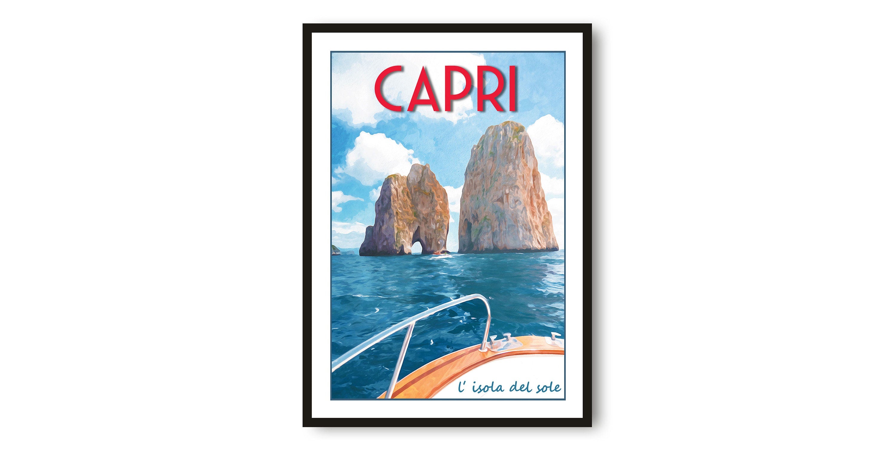 Capri Travel Poster, Italy Poster, Colourful Print, Unique Wall Art, Minimalist Home Décor, City , Italy Travel Poster A1/A2/A3/A4/A5
