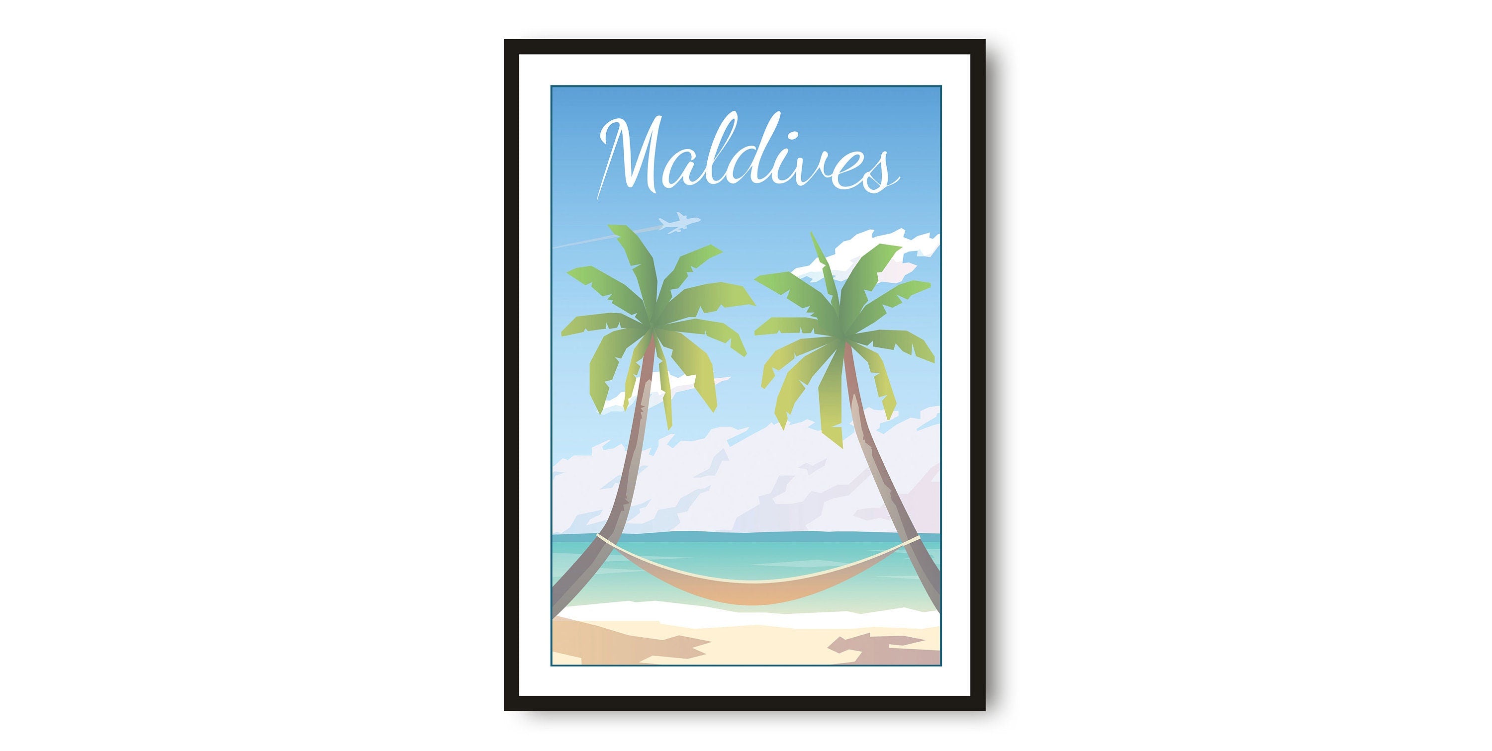 Maldives Travel Poster, Maldives Poster, Colourful Print, Unique Wall Art, Minimalist Home Décor, City A1/A2/A3/A4/A5