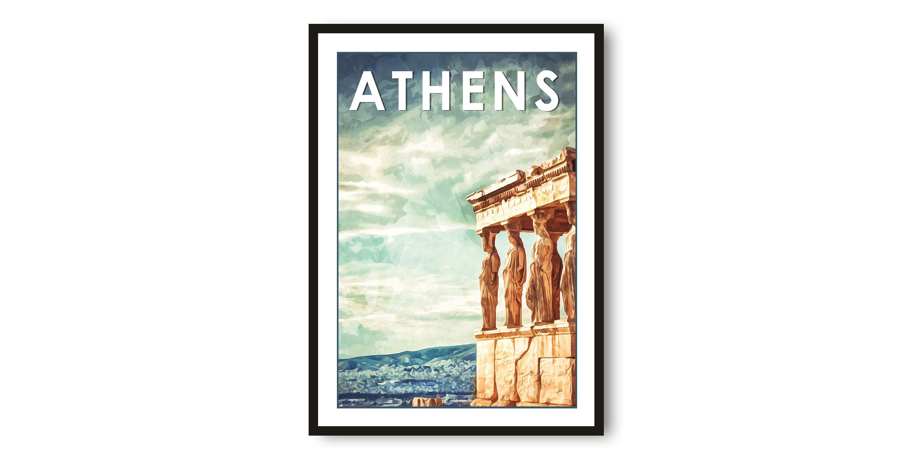 Athens Travel Poster, Greece Poster, Colourful Print, Unique Wall Art, Minimalist Home Décor, City A1/A2/A3/A4/A5