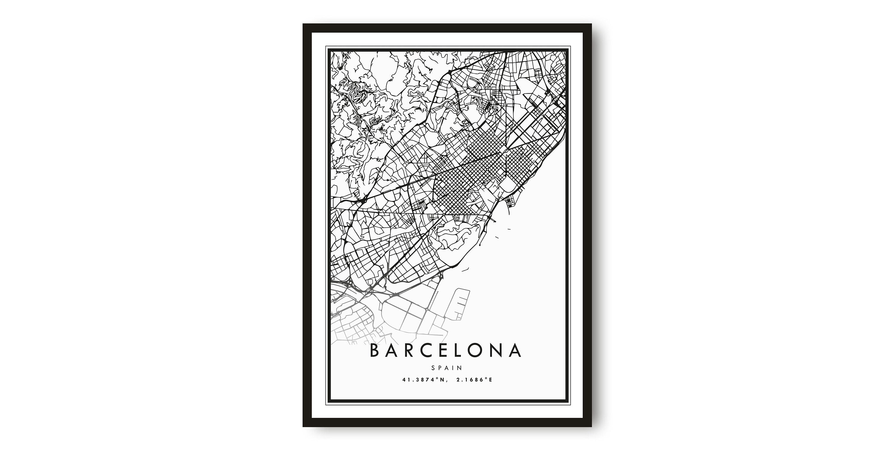 Barcelona Map Print, Barcelona Print, Barcelona City Map Print Minimalist, Prints of Spain, Custom map A1/A2/A3/A4/A5