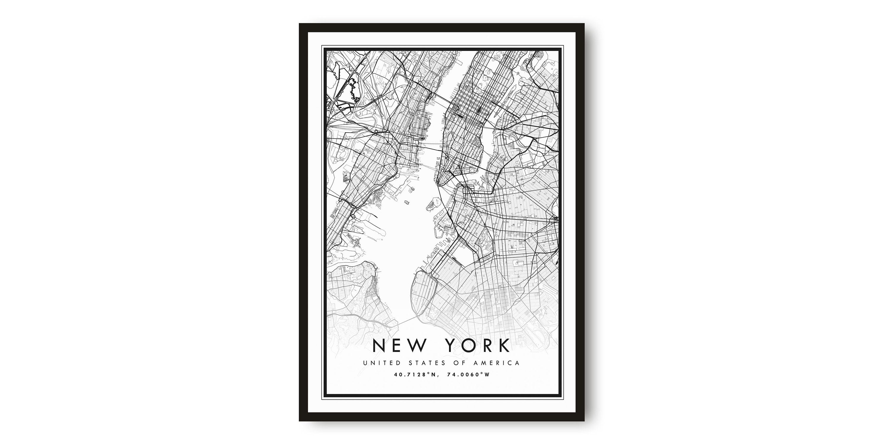 New York Map Print, New York Print, New York City Map Print Minimalist, Prints of America, Custom map A1/A2/A3/A4/A5