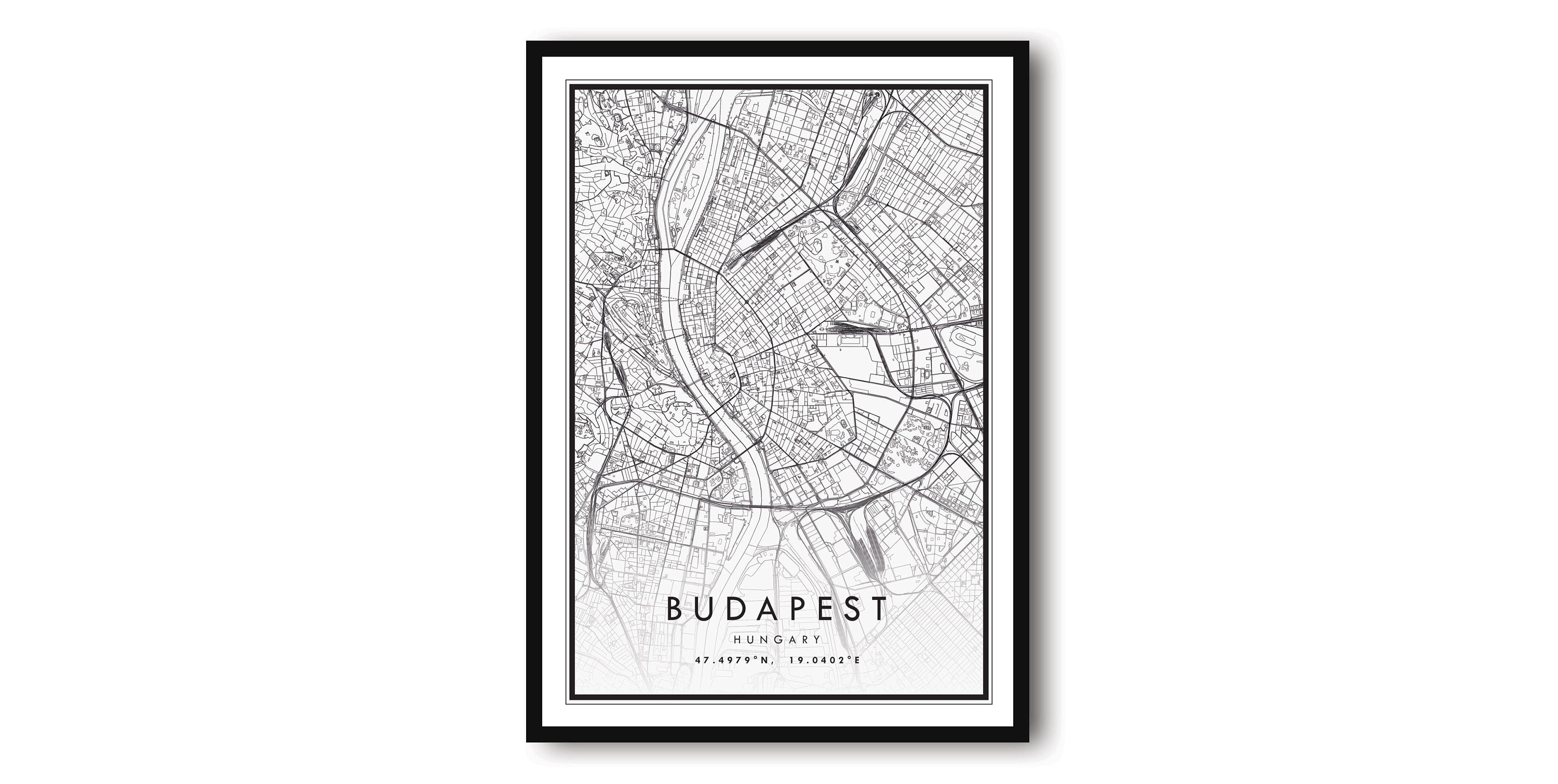Budapest Map Print, Hungary Poster Print, City Map Prints, Prints of Hungary, Popular Gift, Budapest Print A1/A2/A3/A4/A5