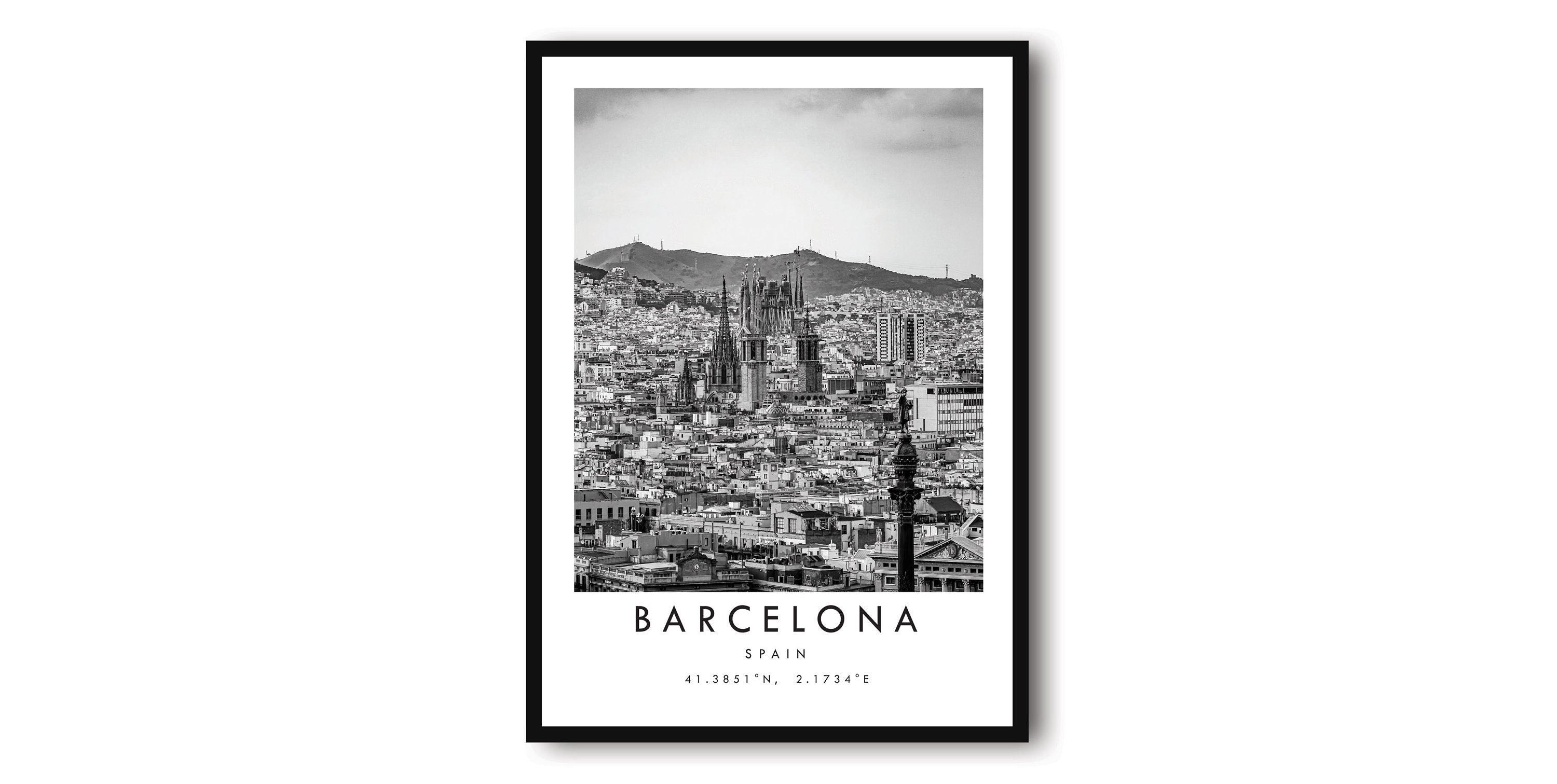 Barcelona Travel Print, Barcelona Poster, Unique Wallart Decor, Black and White Home Decor, Spain Barcelona Popular Print A1/A2/A3/A4/A5