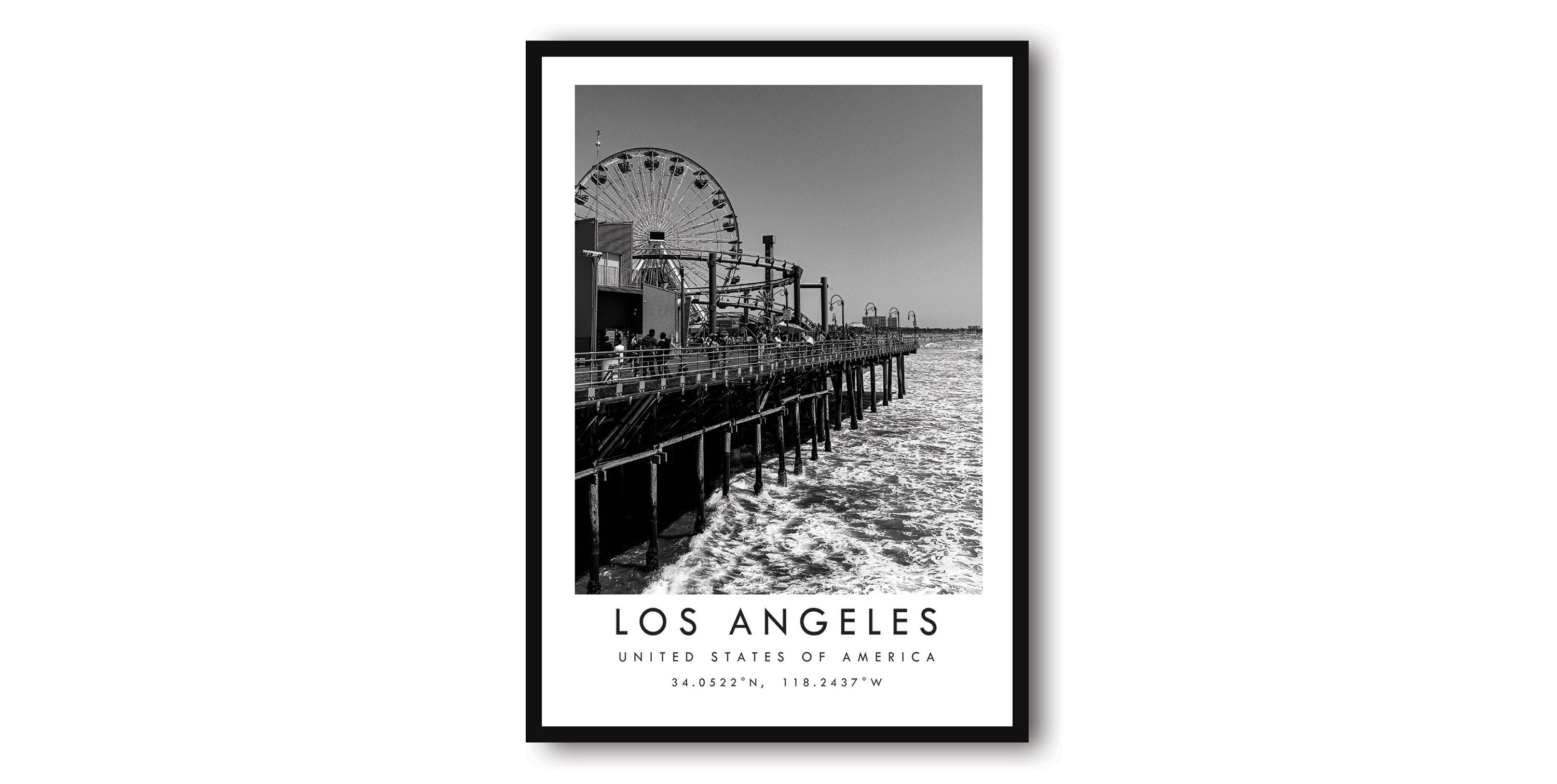 Los Angeles Travel Print, Los Angeles Poster, Unique Wallart Decor, Black and White Home Decor, California Popular Print A1/A2/A3/A4/A5