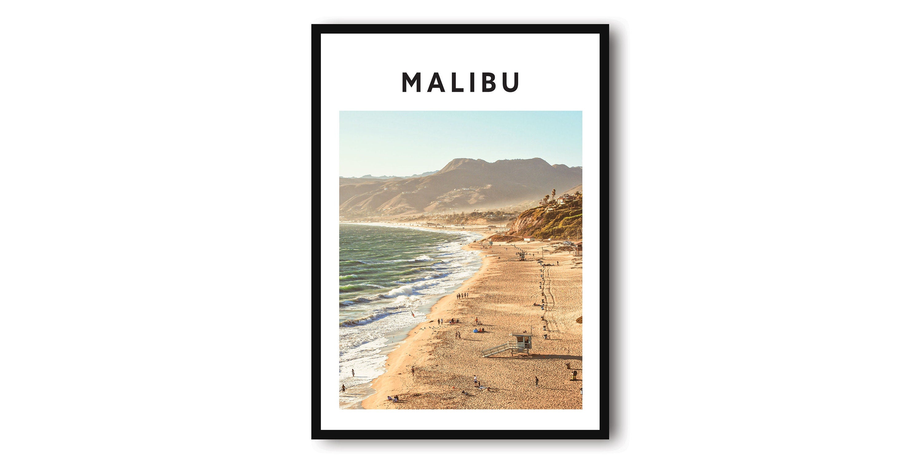 Malibu Travel Print, Malibu Poster, Unique Wallart Decor, Minimalist art, Home Decor, California, Popular Print A1/A2/A3/A4/A5