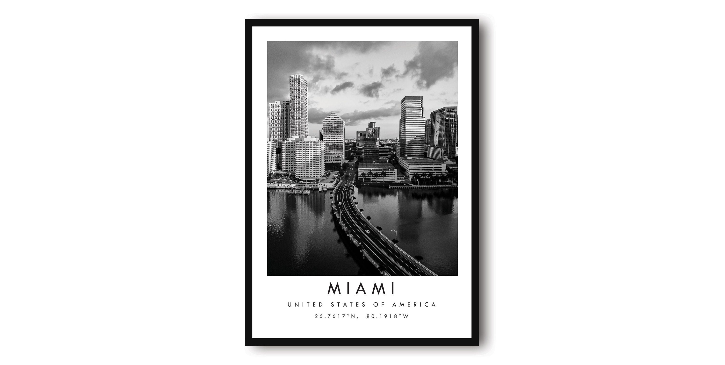Miami Travel Print, Miami Poster Print, Miami Wall Art Minimalist, Miami Map Print, Prints of Miami Popular Print A1/A2/A3/A4/A5