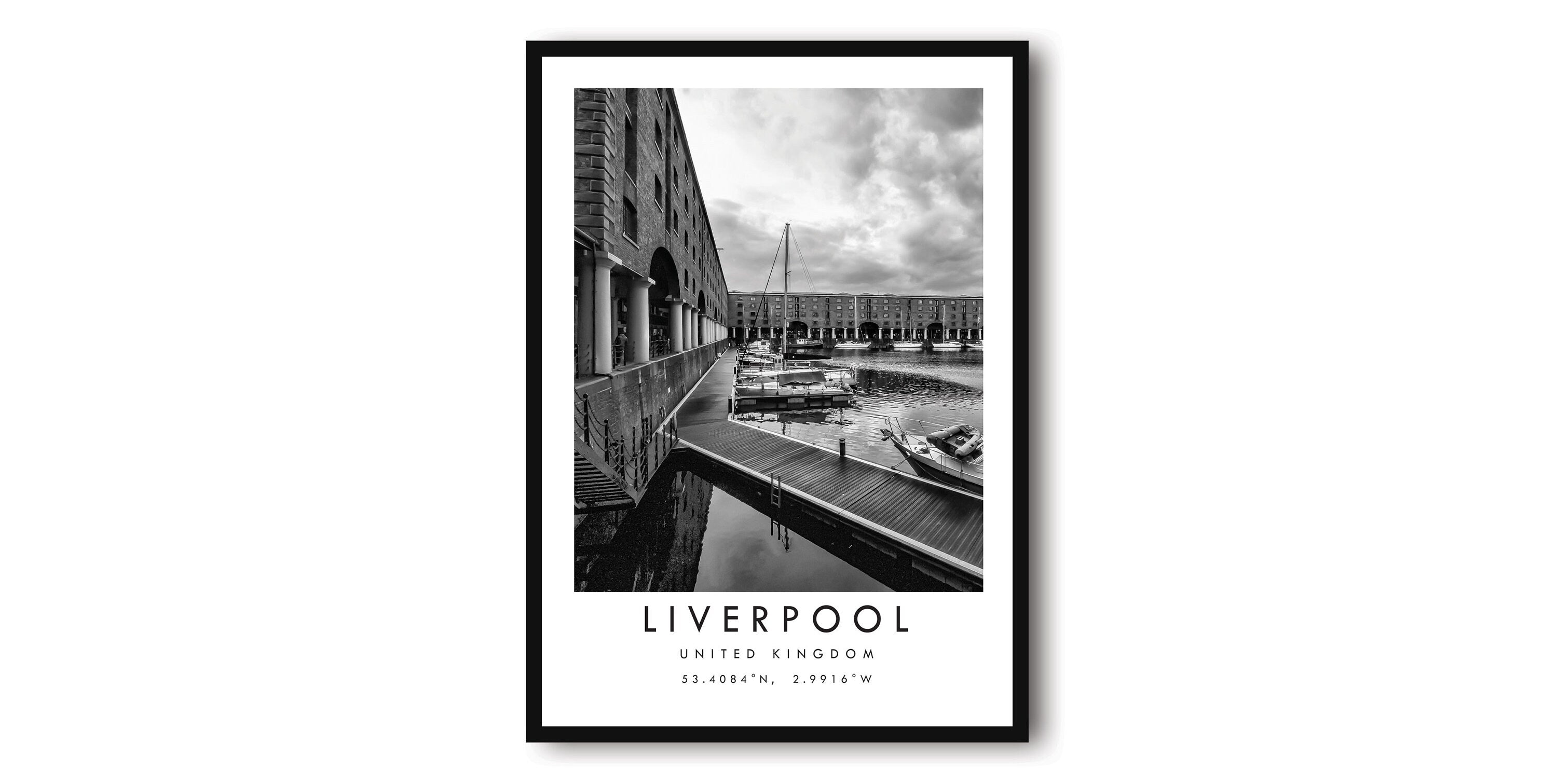 Liverpool Travel Print, Liverpool Poster, Unique Wallart Decor, Black and White Home Decor, A1/A2/A3/A4/A5