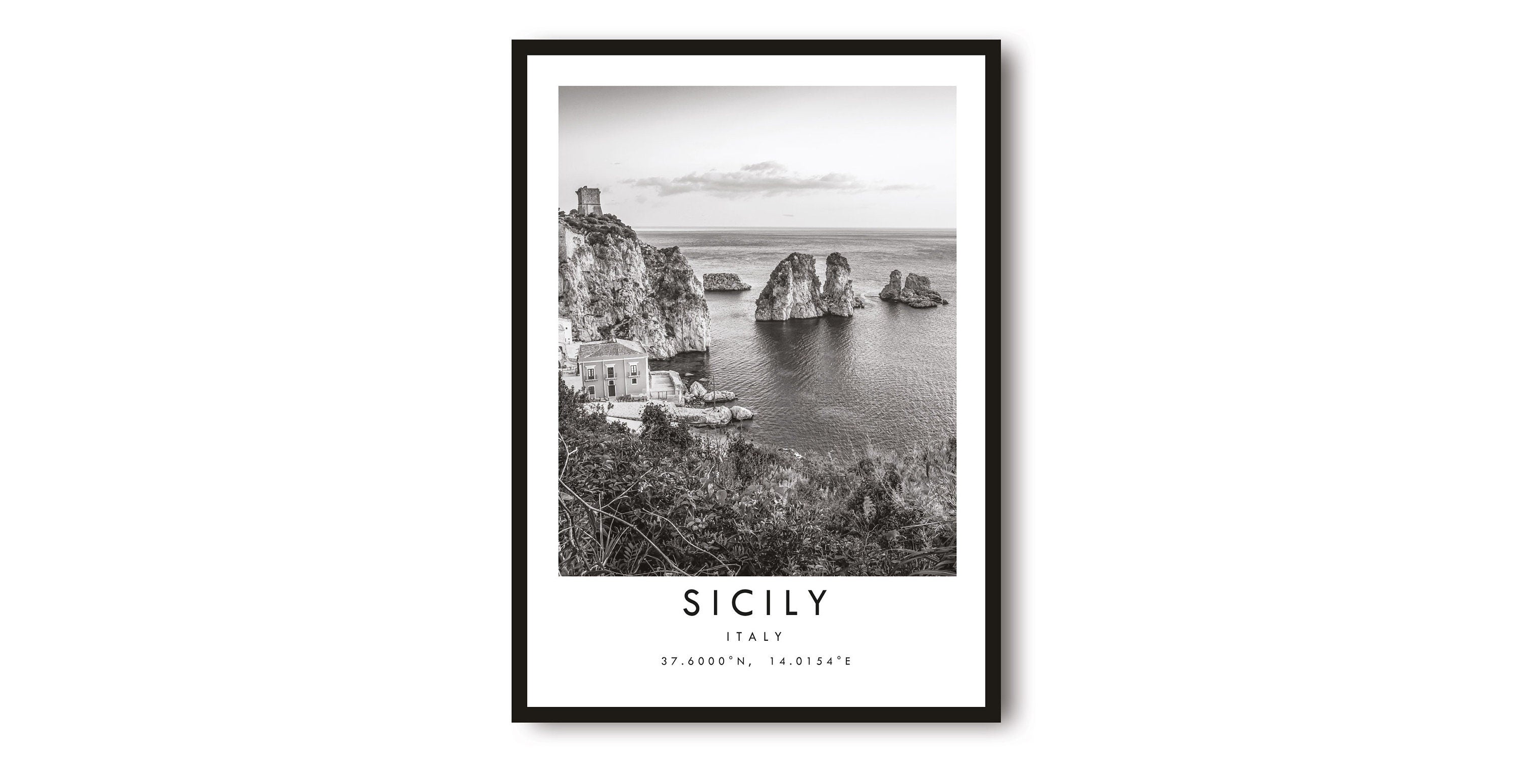 Sicily Travel Print, Italy poster Poster, Black and White Print, Unique Wall Art, Minimalist Home Decor, City A1/A2/A3/A4/A5