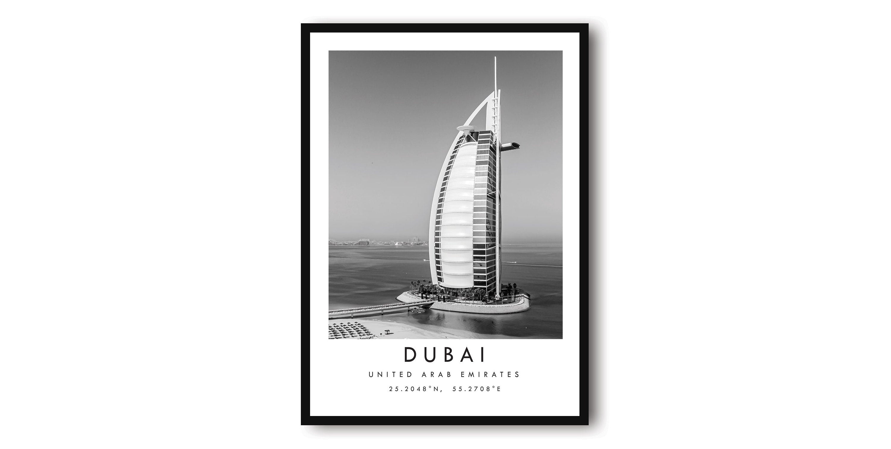 Dubai Travel Print, Dubai Poster, Black and White Print, Unique Wall Art, Minimalist Home Decor, City A1/A2/A3/A4/A5