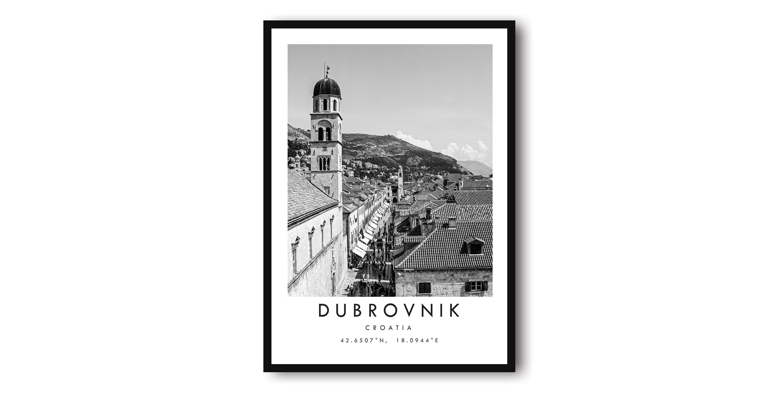 Dubrovnik Travel Print, Dubrovnik Poster, Gallery Wall, Black and White Home Decor, Croatia Dubrovnik, Popular Gift, Croatia Art
