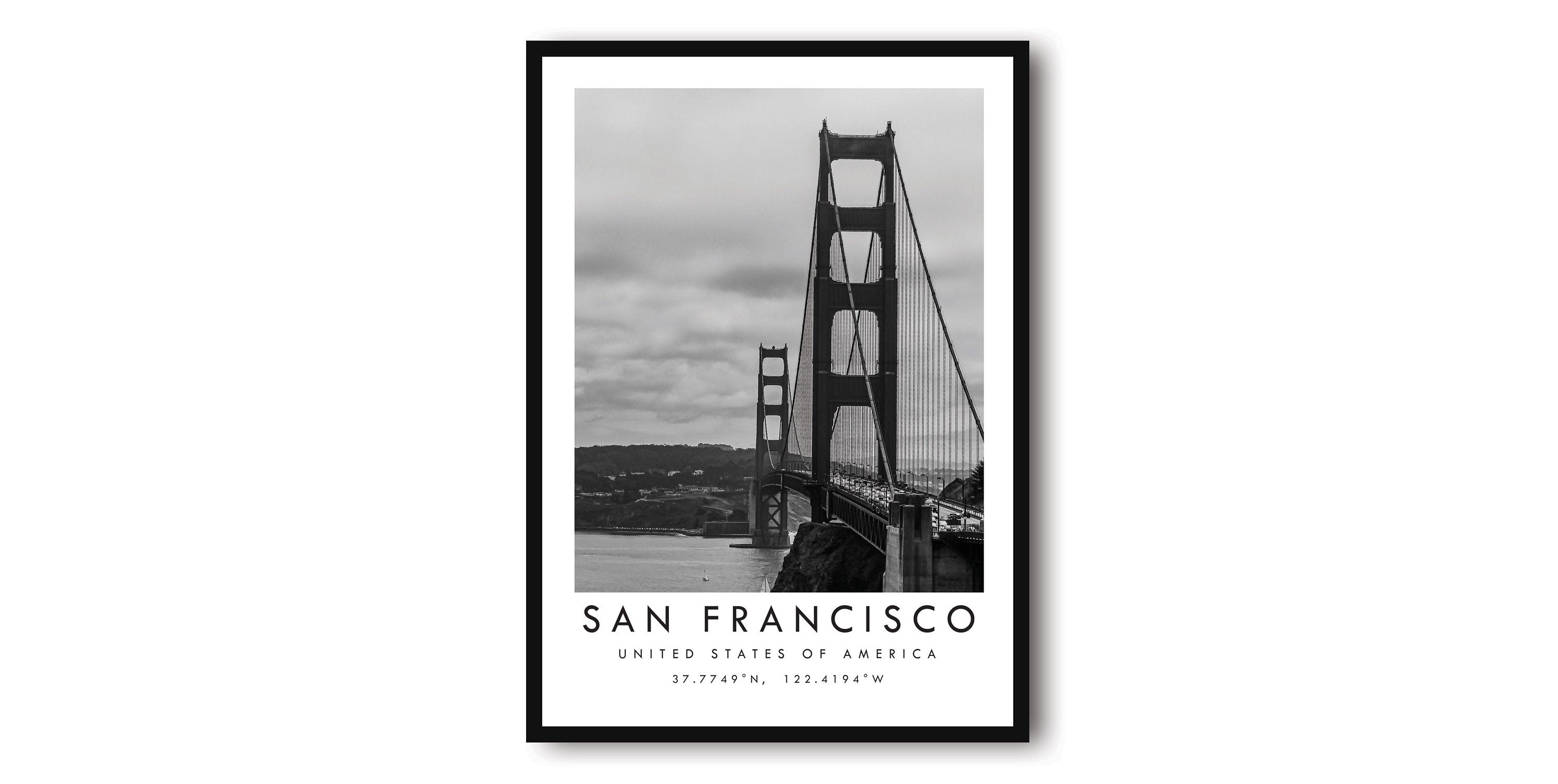 San Francisco Travel Print, San Francisco Poster, Golden Gate Bridge, Black and White Home Decor, Popular Print, Gallery Wall A1/A2/A3/A4/A5