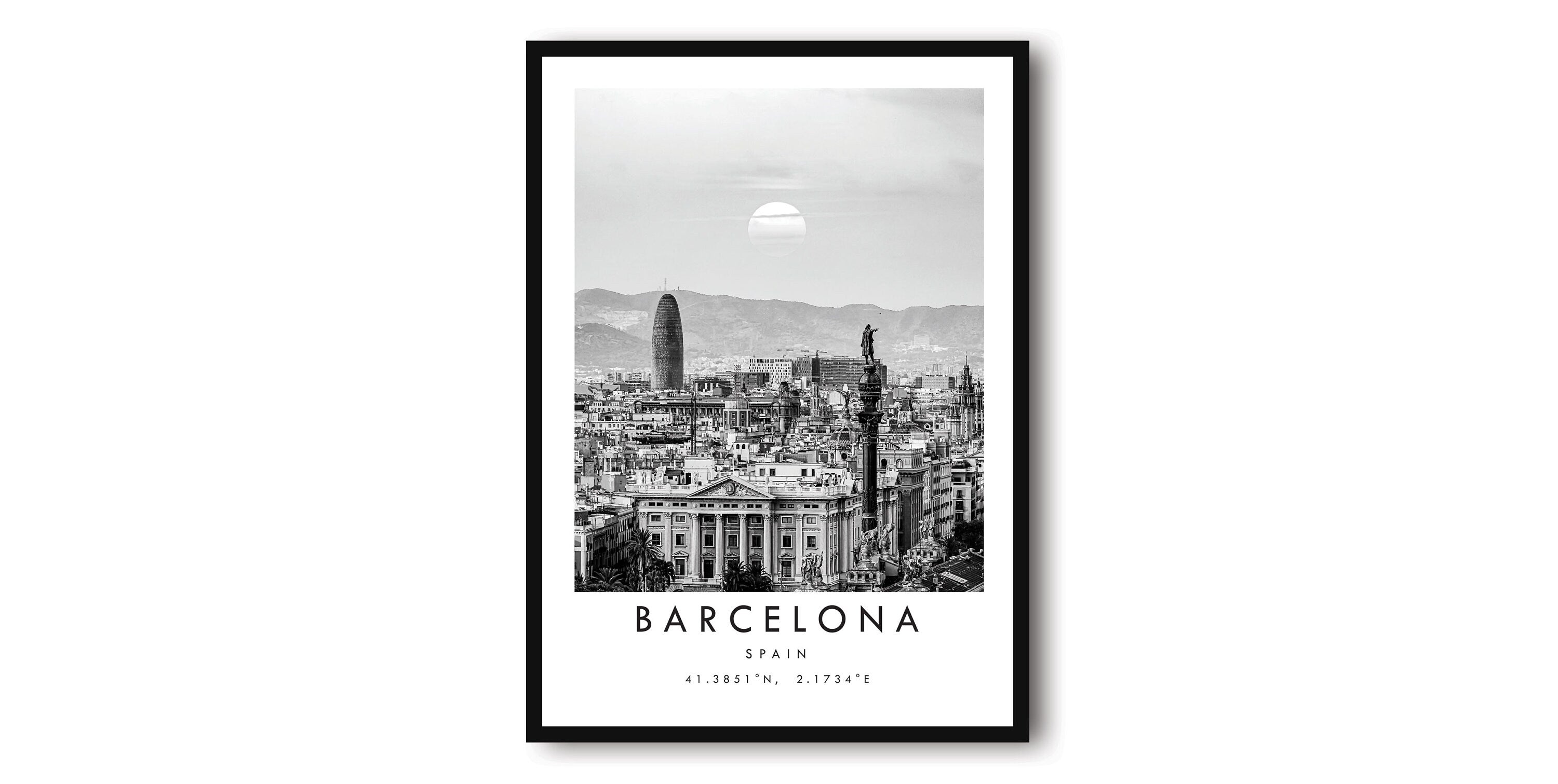 Barcelona Travel Print, Barcelona Poster, Unique Wallart Decor, Black and White Home Decor, Spain Barcelona Popular Print A1/A2/A3/A4/A5