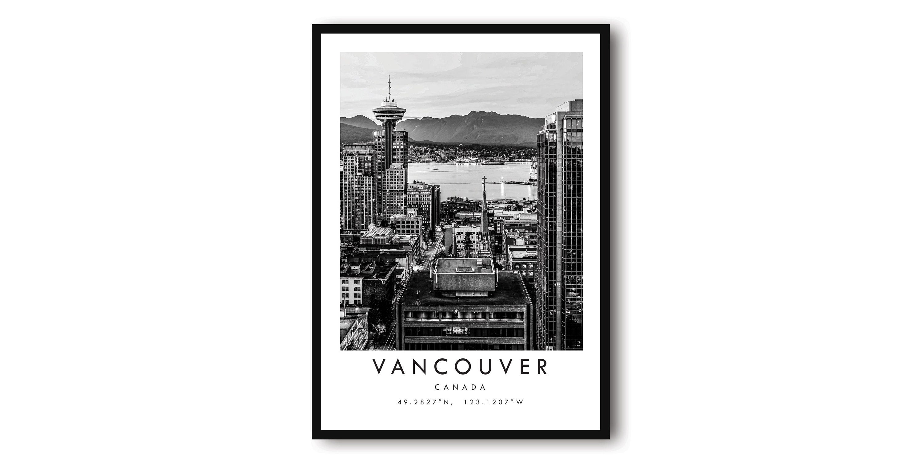 Vancouver Travel Print, Black and White Travel Print, Vancouver Canada Print, Minimalist Travel Posters, Popular Print, Popular Gift