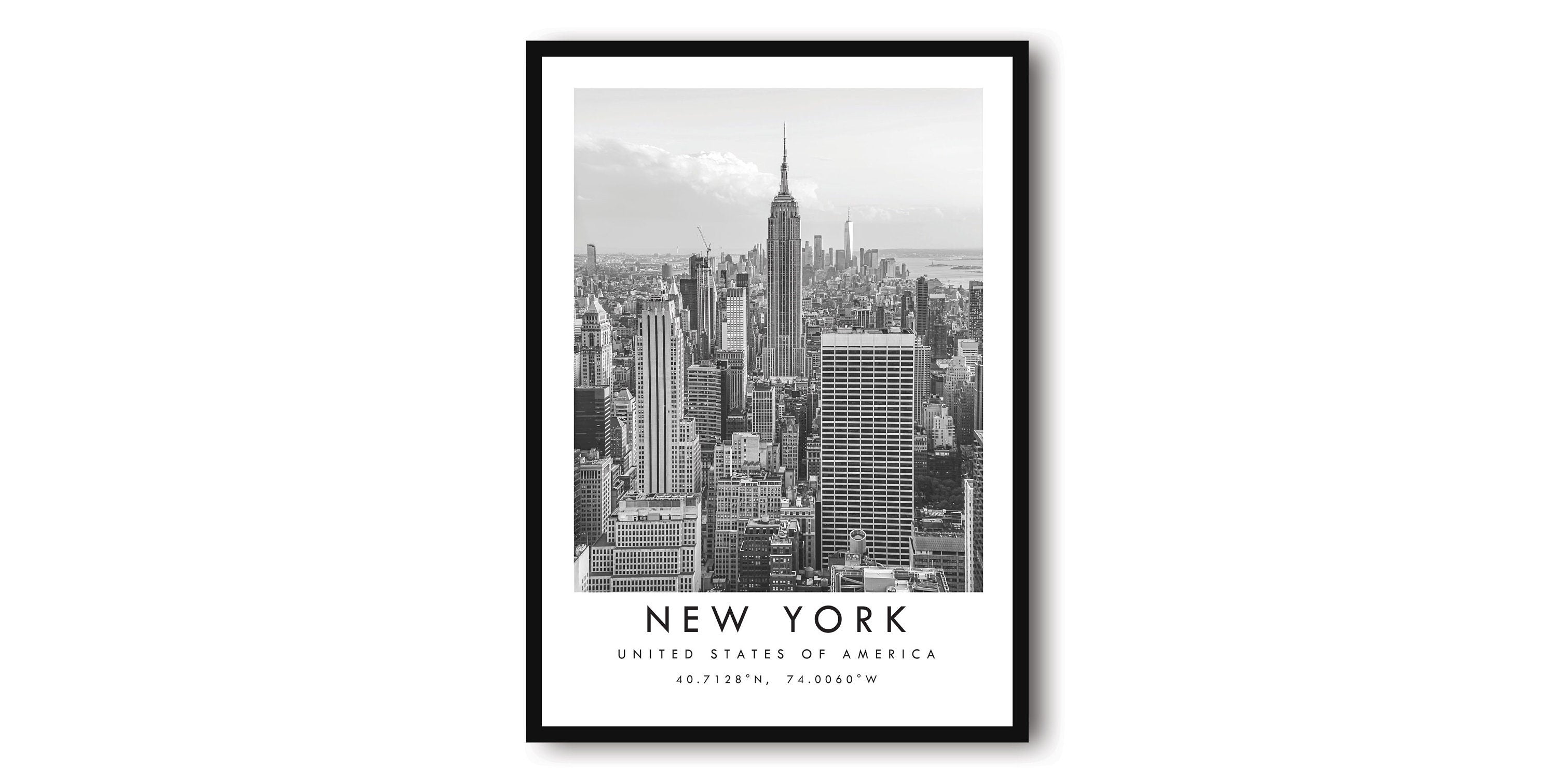 New York Travel Print, New York Poster, Black and White Print, Unique Wall Art, Minimalist Home Décor, City A1/A2/A3/A4/A5