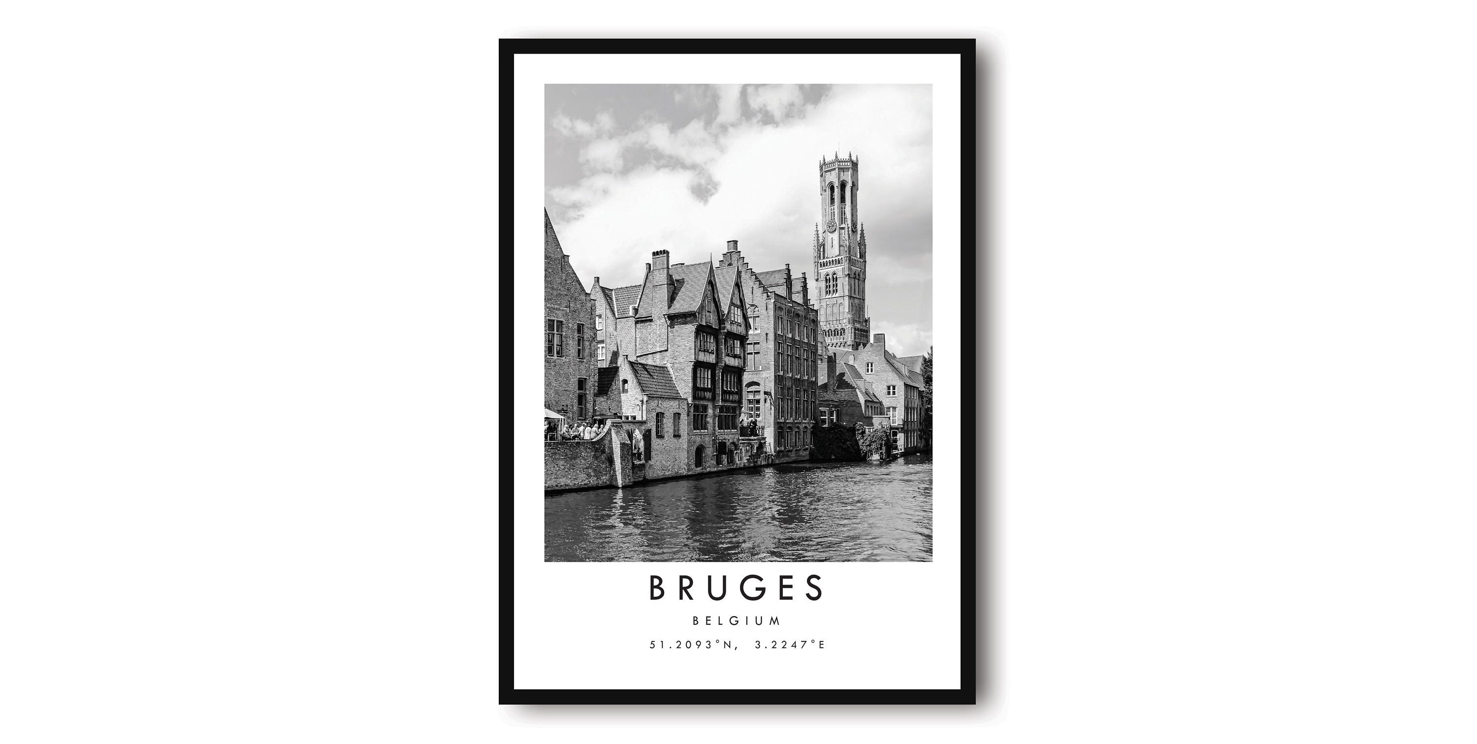 Bruges Travel Print, Bruges Poster, Unique Wallart Decor, Black and White Home Decor, Belgium Bruges Popular Print A1/A2/A3/A4/A5