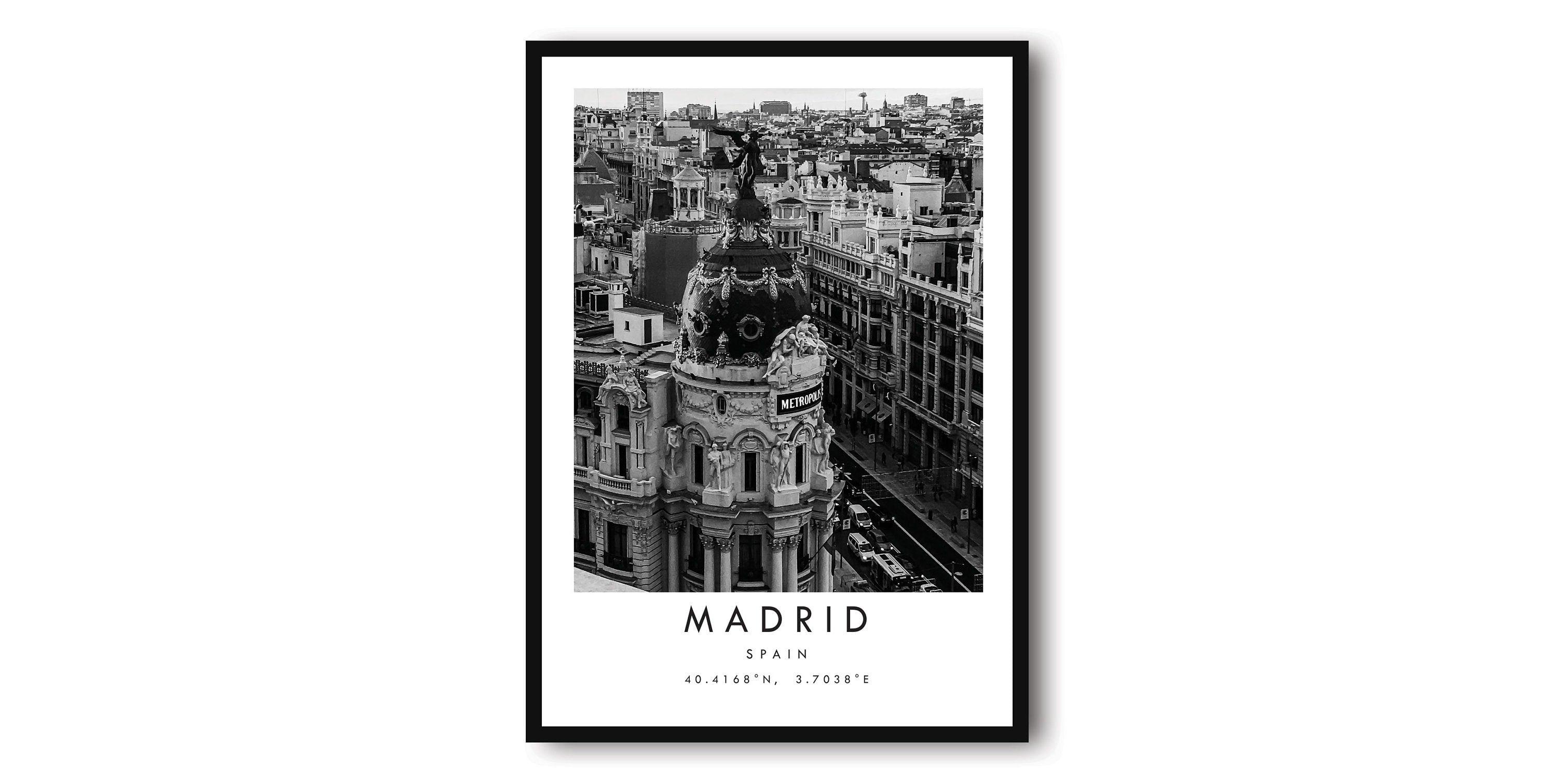 Madrid Travel Print, Madrid Poster, Unique Wallart Decor, Black and White Home Decor, Spain Madrid Popular Print A1/A2/A3/A4/A5