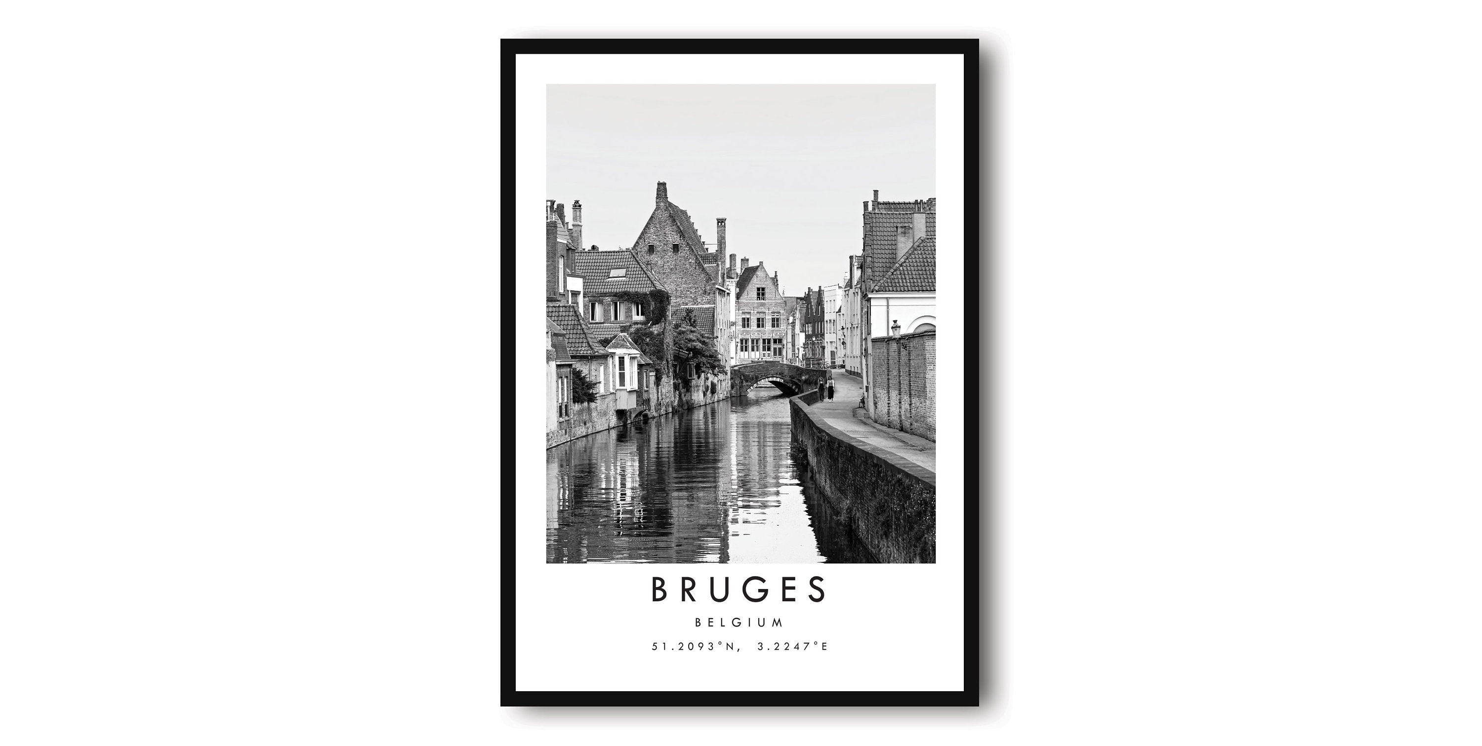 Bruges Travel Print, Bruges Poster, Unique Wallart Decor, Black and White Home Decor, Belgium Bruges Popular Print A1/A2/A3/A4/A5