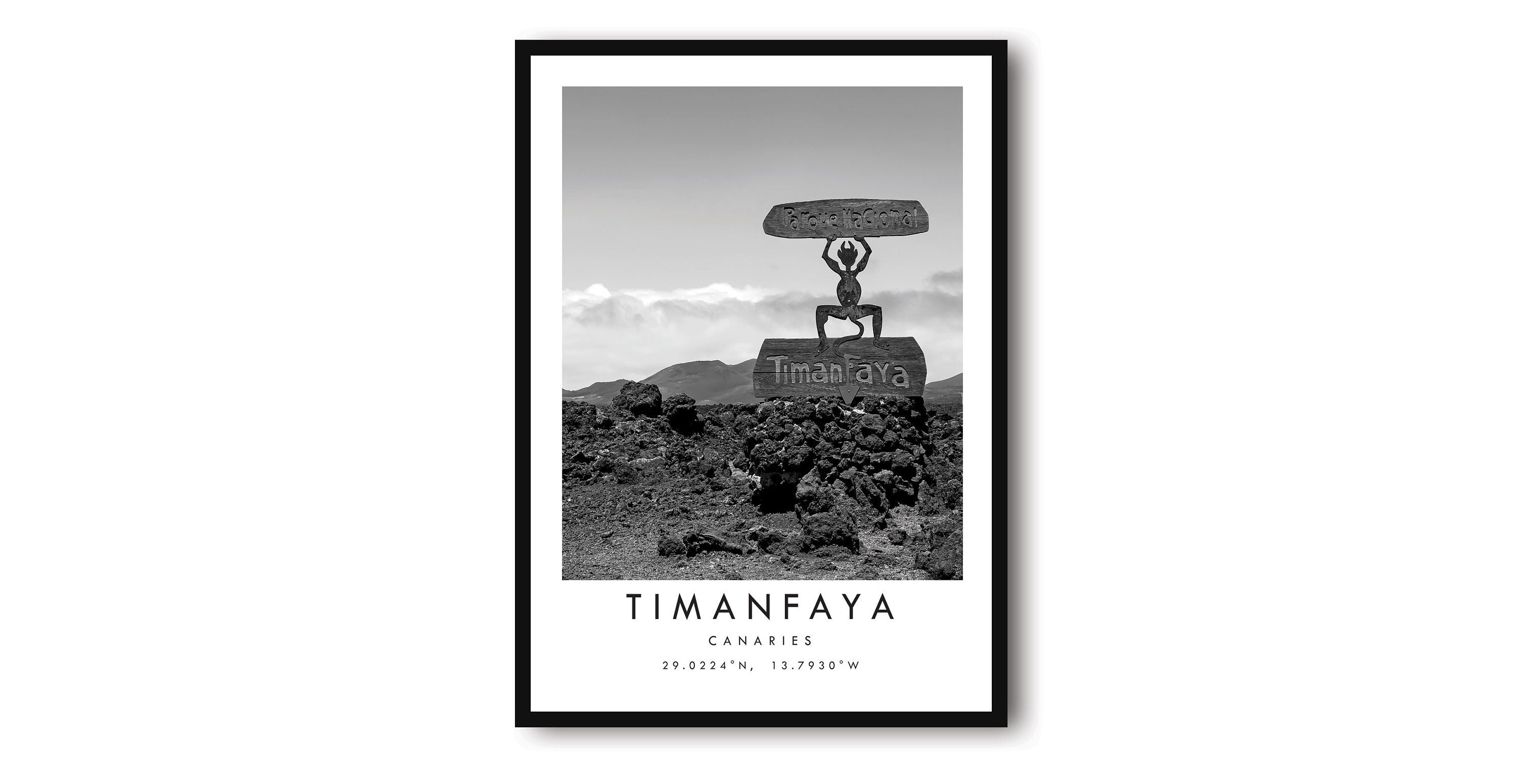 Timanfaya Travel Print, Timanfaya Poster, Unique Wallart Decor, Black and White Home Decor, Timanfaya Minimalist Wallart A1/A2/A3/A4/A5