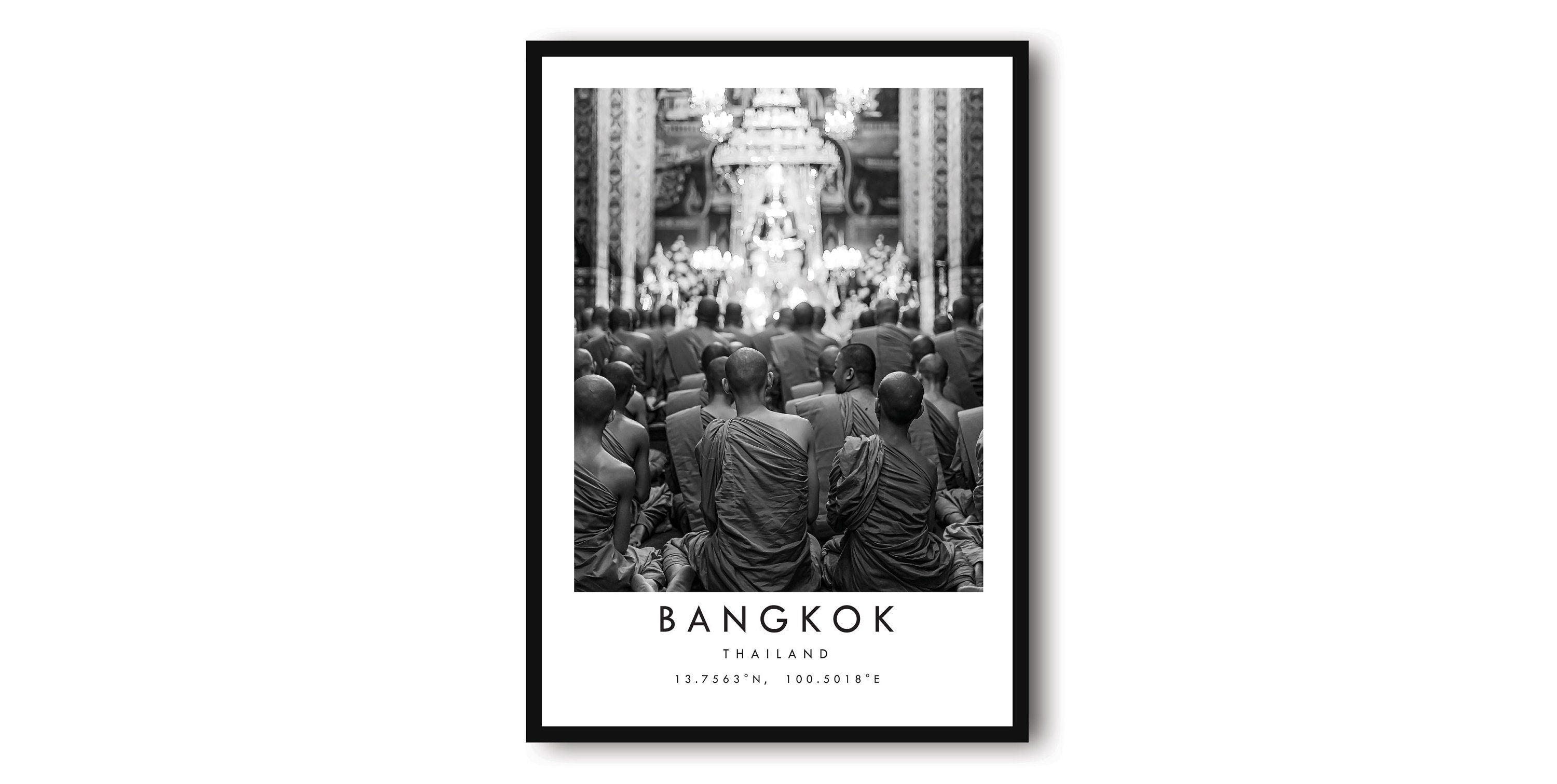 Bangkok Travel Print, Black and White Travel Print, Bangkok Thailand Print, Minimalist Travel Posters, Popular Print, Popular Gift