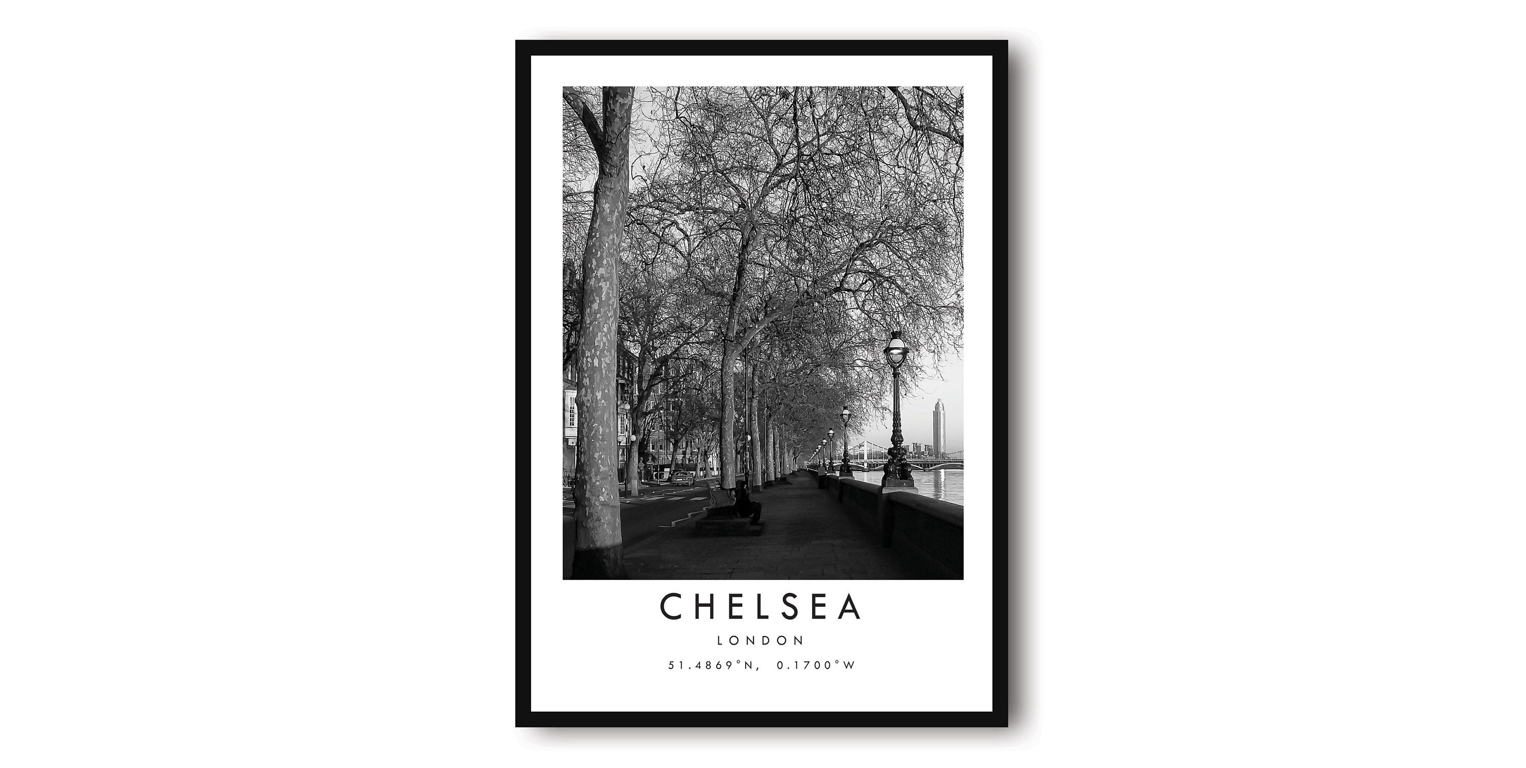 Chelsea Travel Print, Chelsea Poster, Unique Wallart Decor, Black and White Home Decor, Chelsea London, Popular Print A1/A2/A3/A4/A5