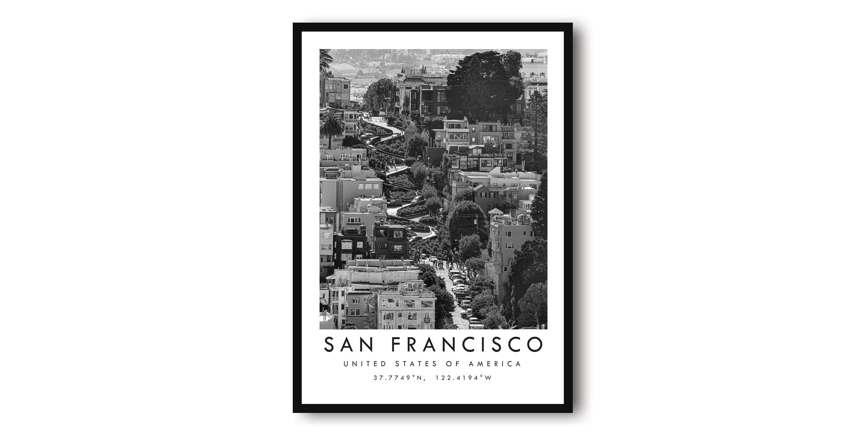 San Francisco Travel Print, San Francisco Poster, Unique Wallart Decor, Black and White Home Decor, Popular Print A1/A2/A3/A4/A5