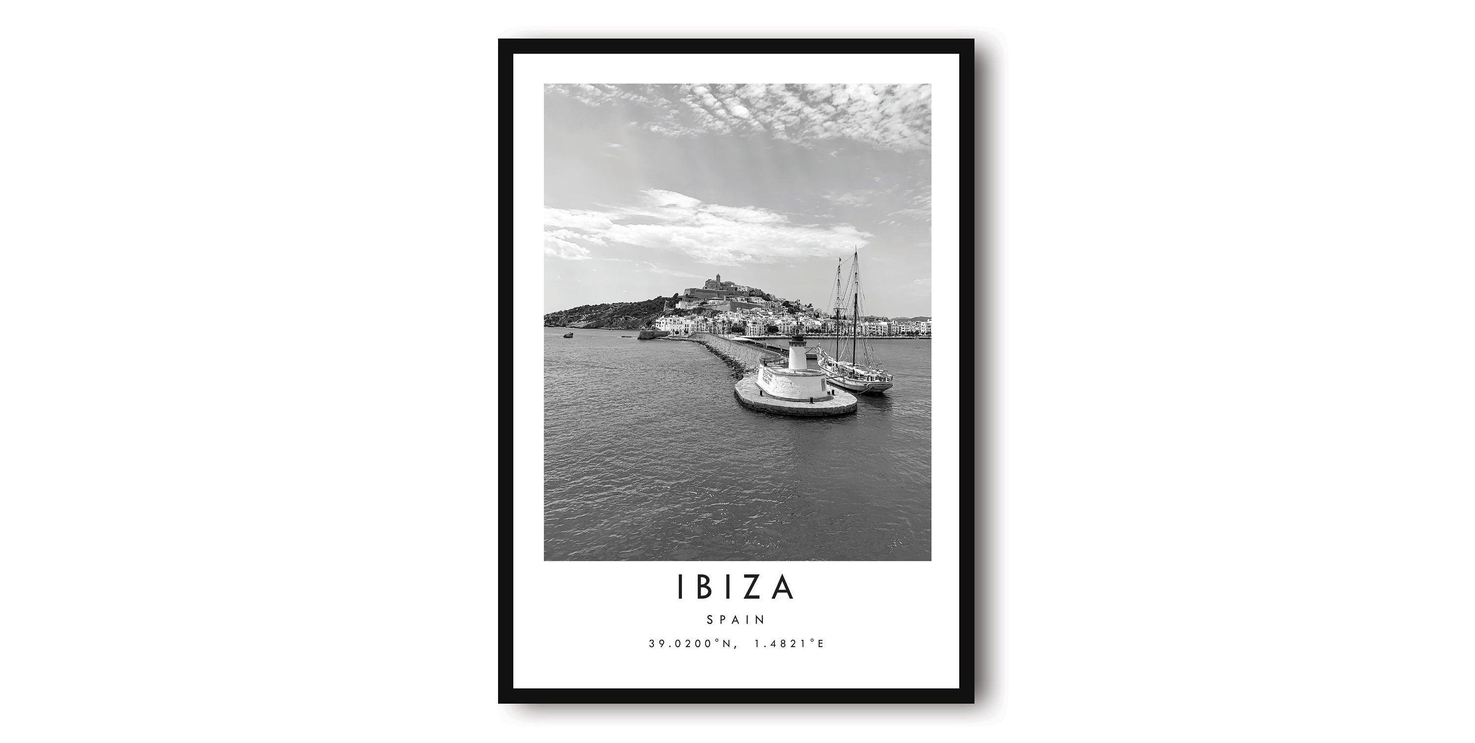 Ibiza Travel Print, Ibiza Poster, Black and White Print, Unique Wall Art, Minimalist Home Decor, City A1/A2/A3/A4/A5