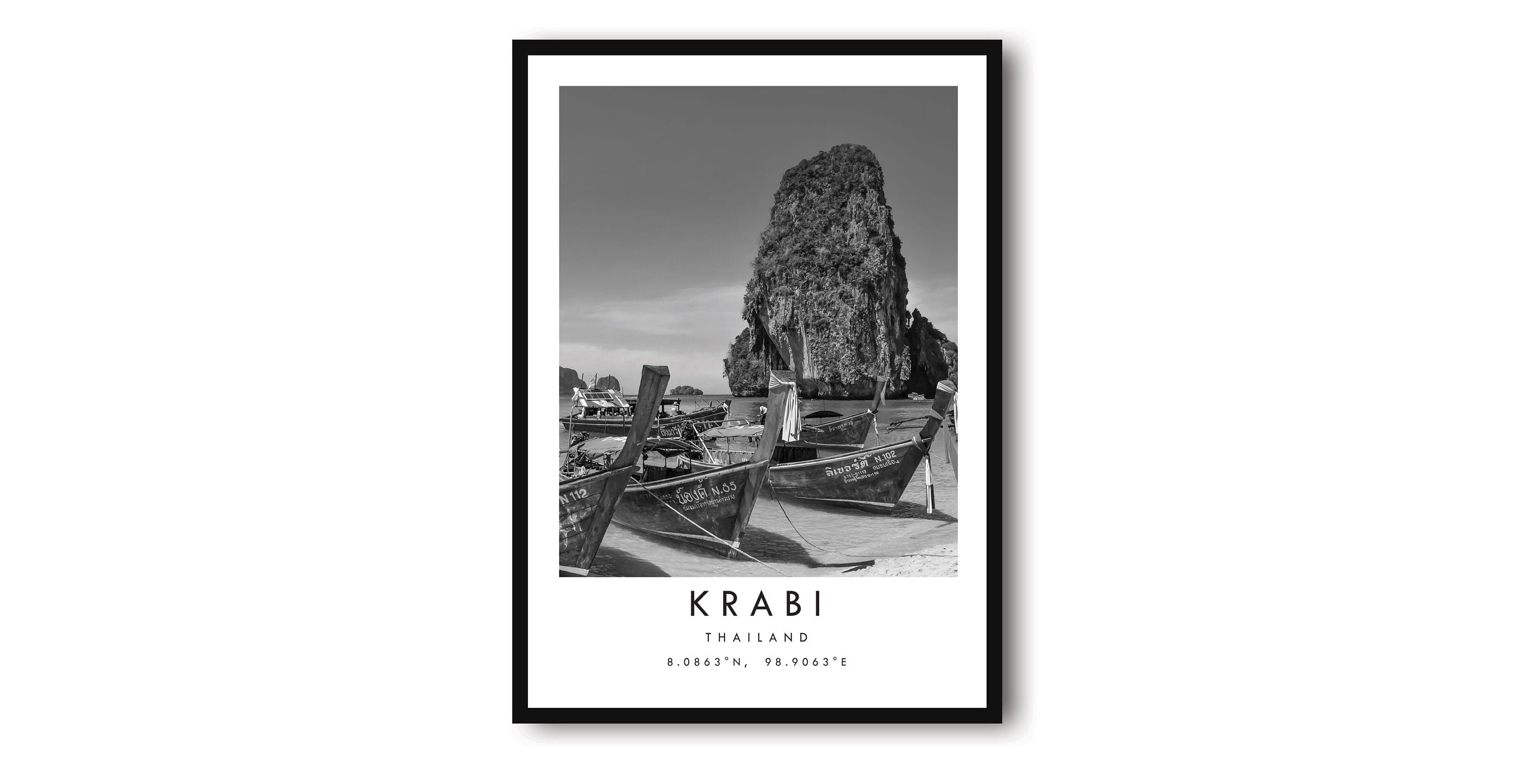 Krabi Travel Print, Phuket Poster, Unique Wallart Decor, Black and White Home Decor, Phuket Thailand Popular Print A1/A2/A3/A4/A5
