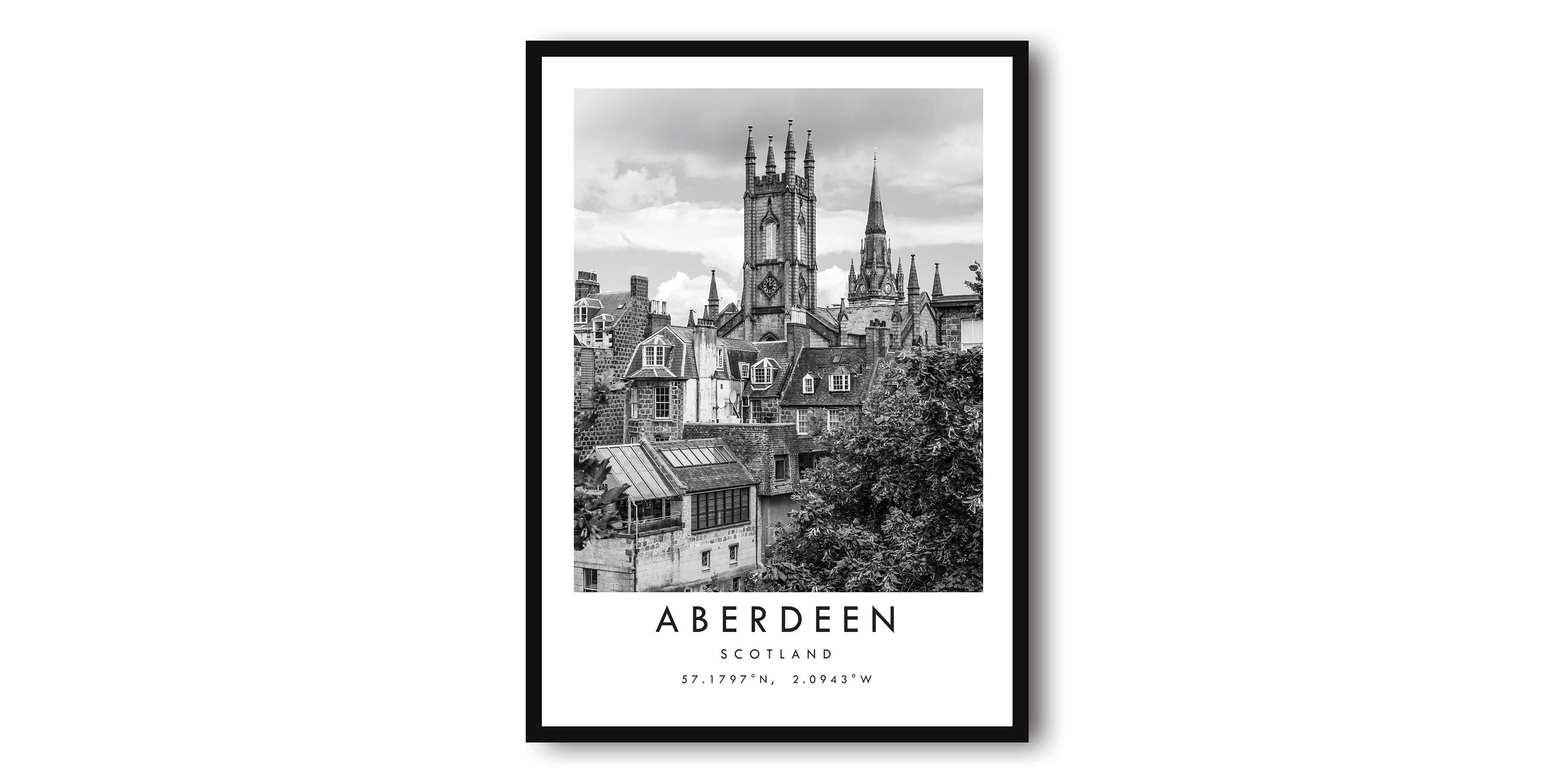 Aberdeen Travel Print, Aberdeen Poster, Unique Wall Art, Black and White Wall Art, Popular Print, Gallery Wall Print A1/A2/A3/A4/A5