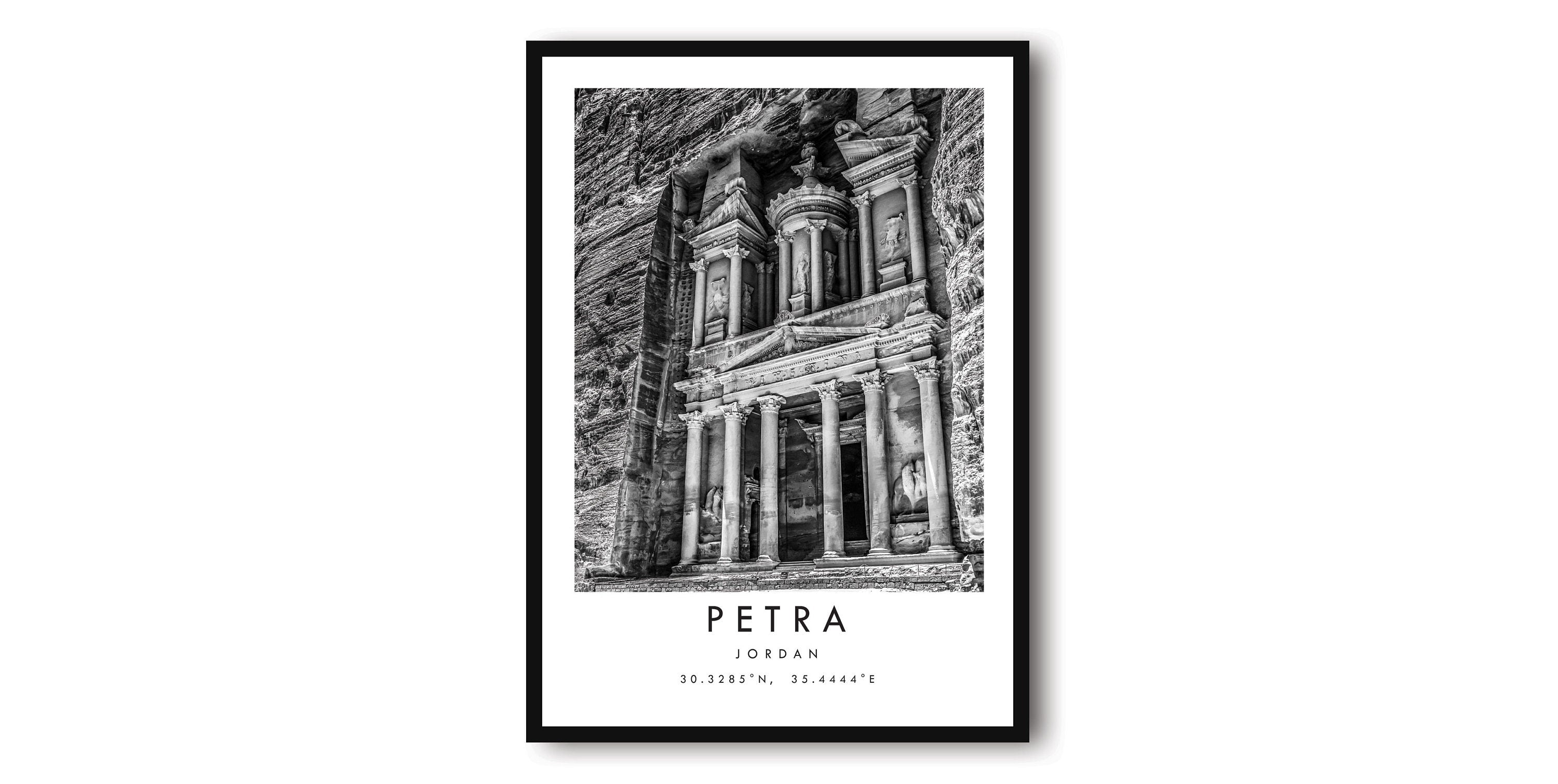 Petra Travel Print, Jordan Poster, Black and White Print, Unique Wall Art, Minimalist Home Decor, City A1/A2/A3/A4/A5