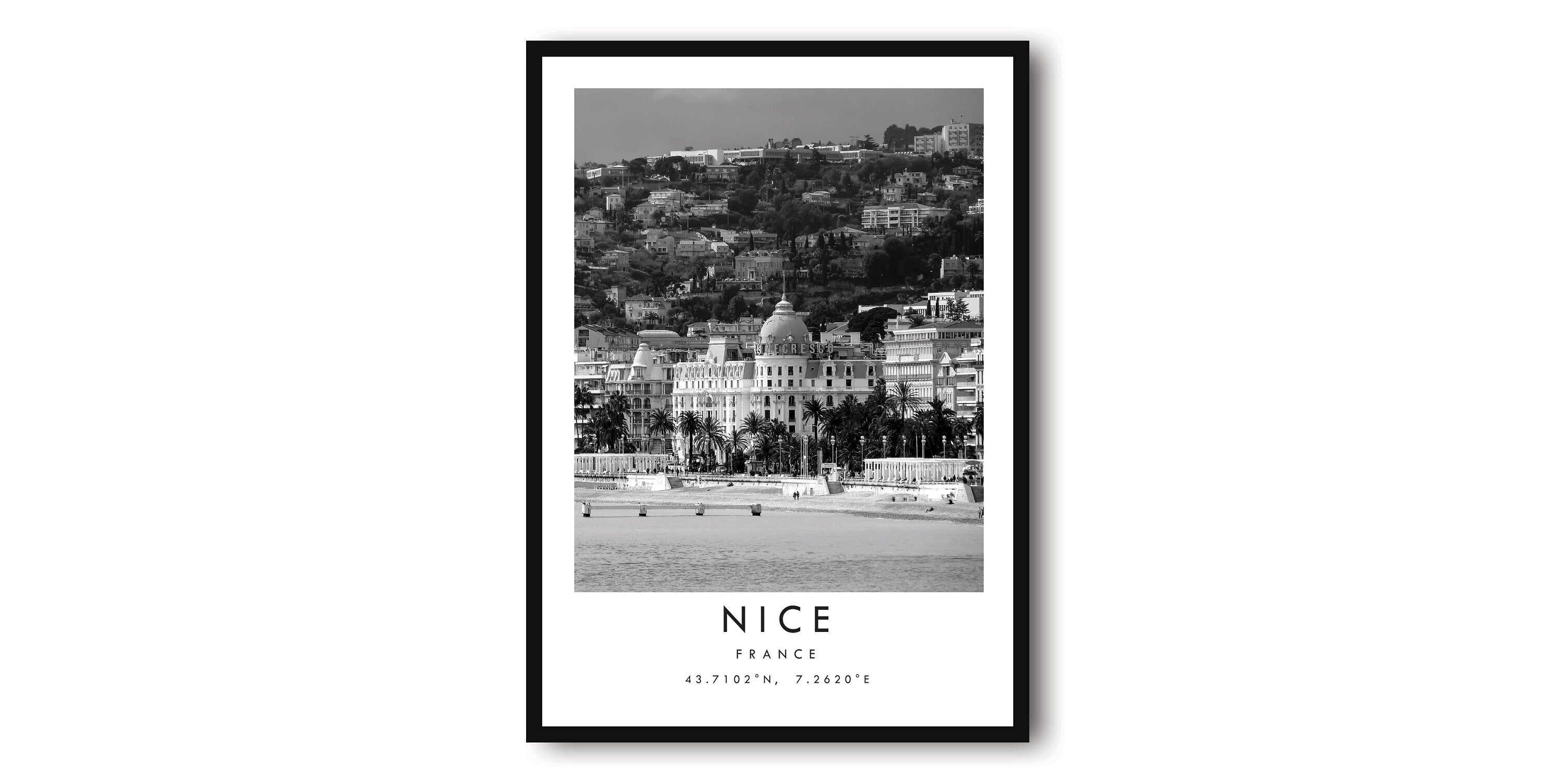 Nice Travel Print, France Poster, Black and White Print, Unique Wall Art, Minimalist Home Decor, City A1/A2/A3/A4/A5