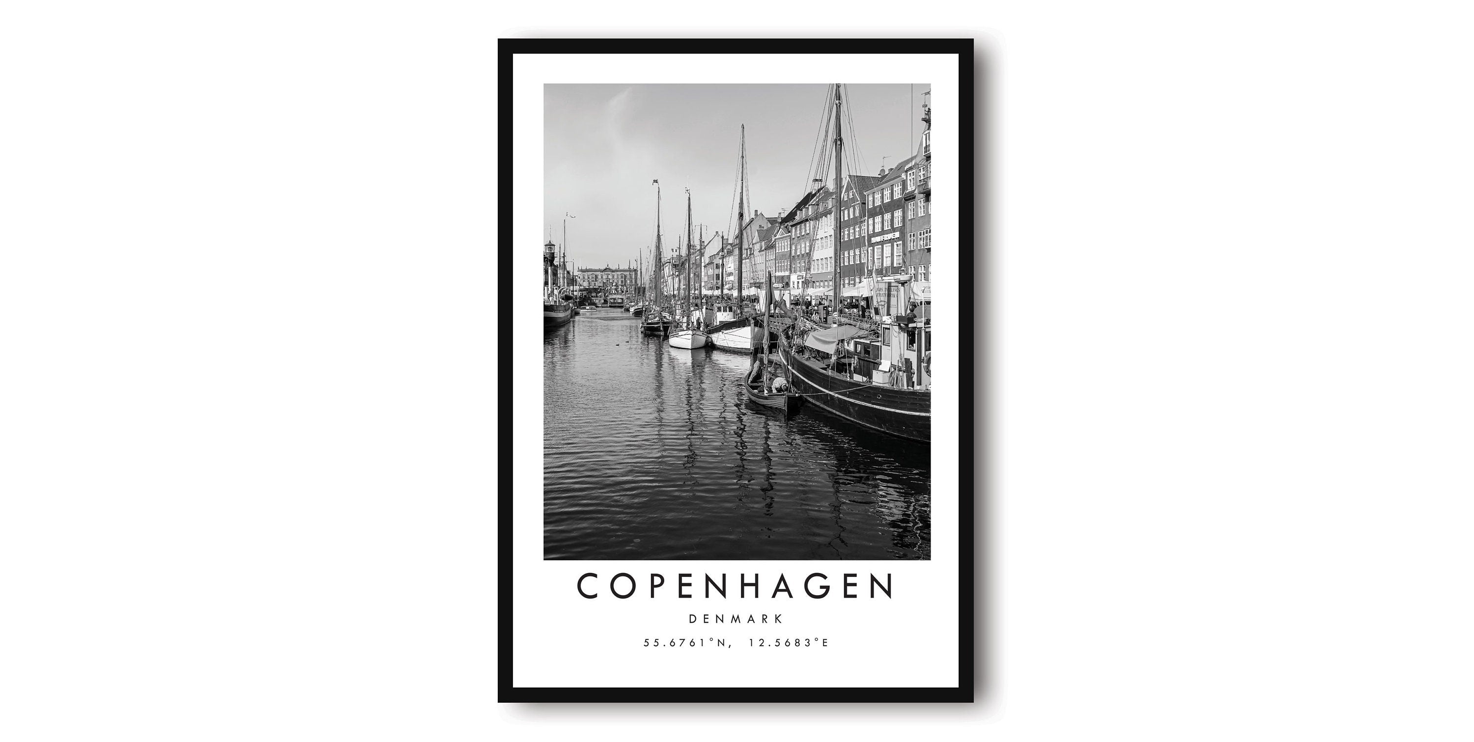 Copenhagen Travel Print, Denmark Poster, Black and White Print, Unique Wall Art, Minimalist Home Decor, City A1/A2/A3/A4/A5