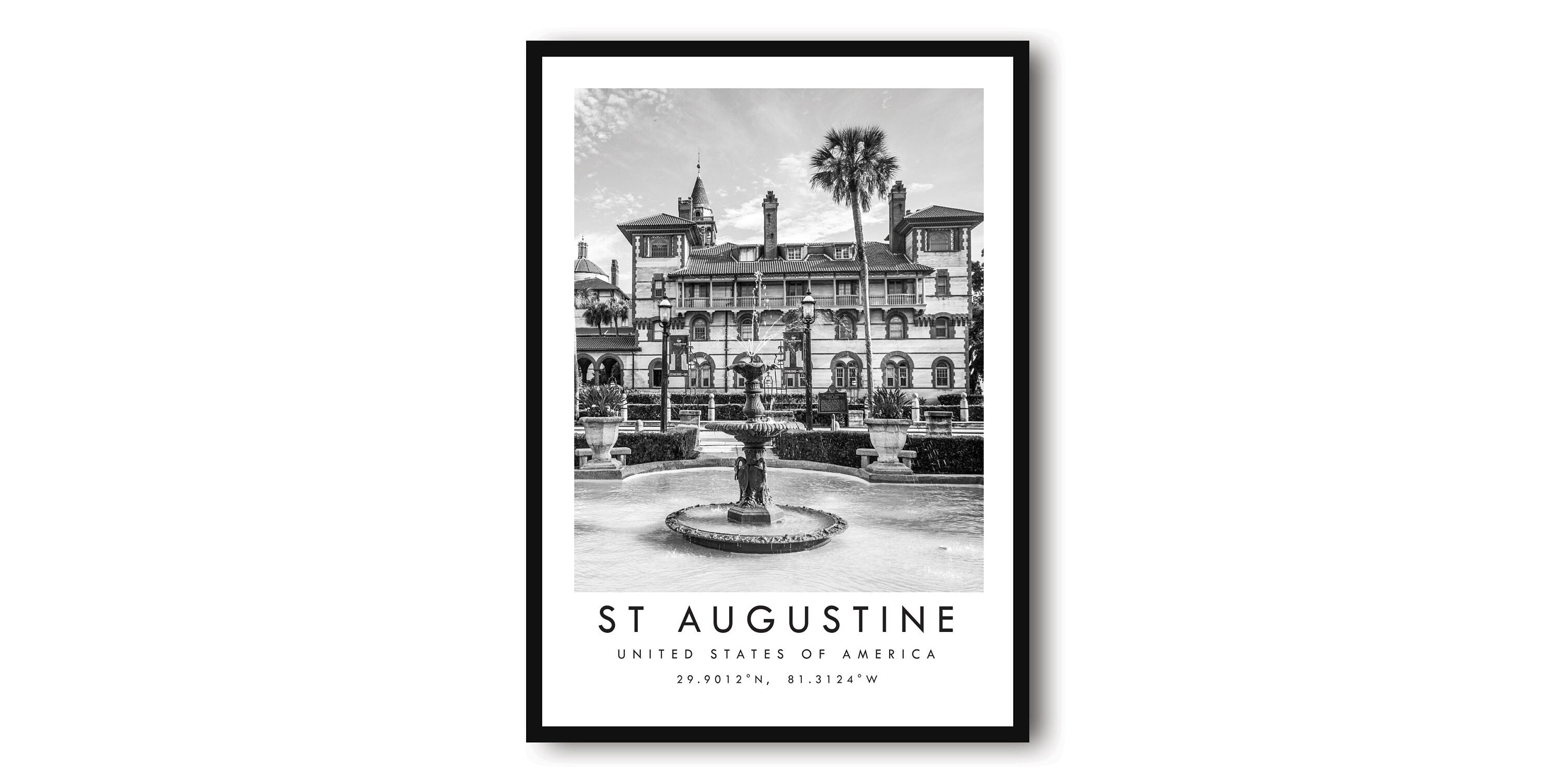 St Augustine Travel Print, Florida Poster, Black and White Home Decor, Popular Print, Gallery Wall A1/A2/A3/A4/A5
