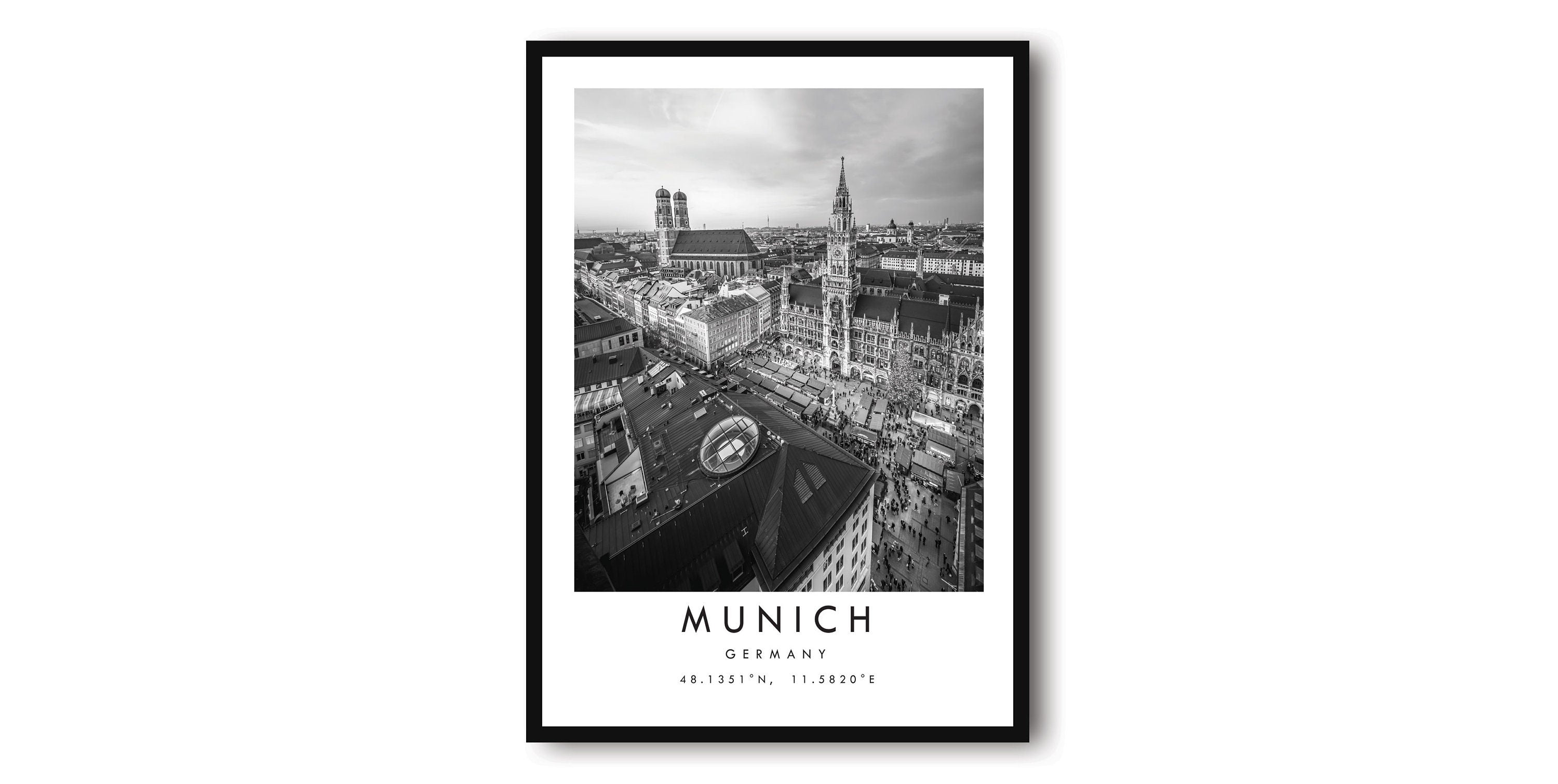 Munich Travel Print, Germany Poster, Black and White Print, Unique Wall Art, Minimalist Home Decor A1/A2/A3/A4/A5