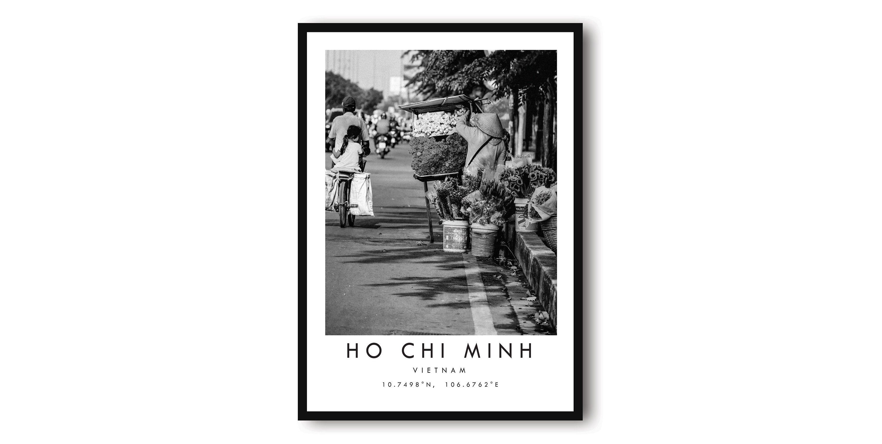 Ho Chi Minh Travel Print, Vietnam Poster, Black and White Print, Unique Wall Art, Minimalist Home Decor, City A1/A2/A3/A4/A5