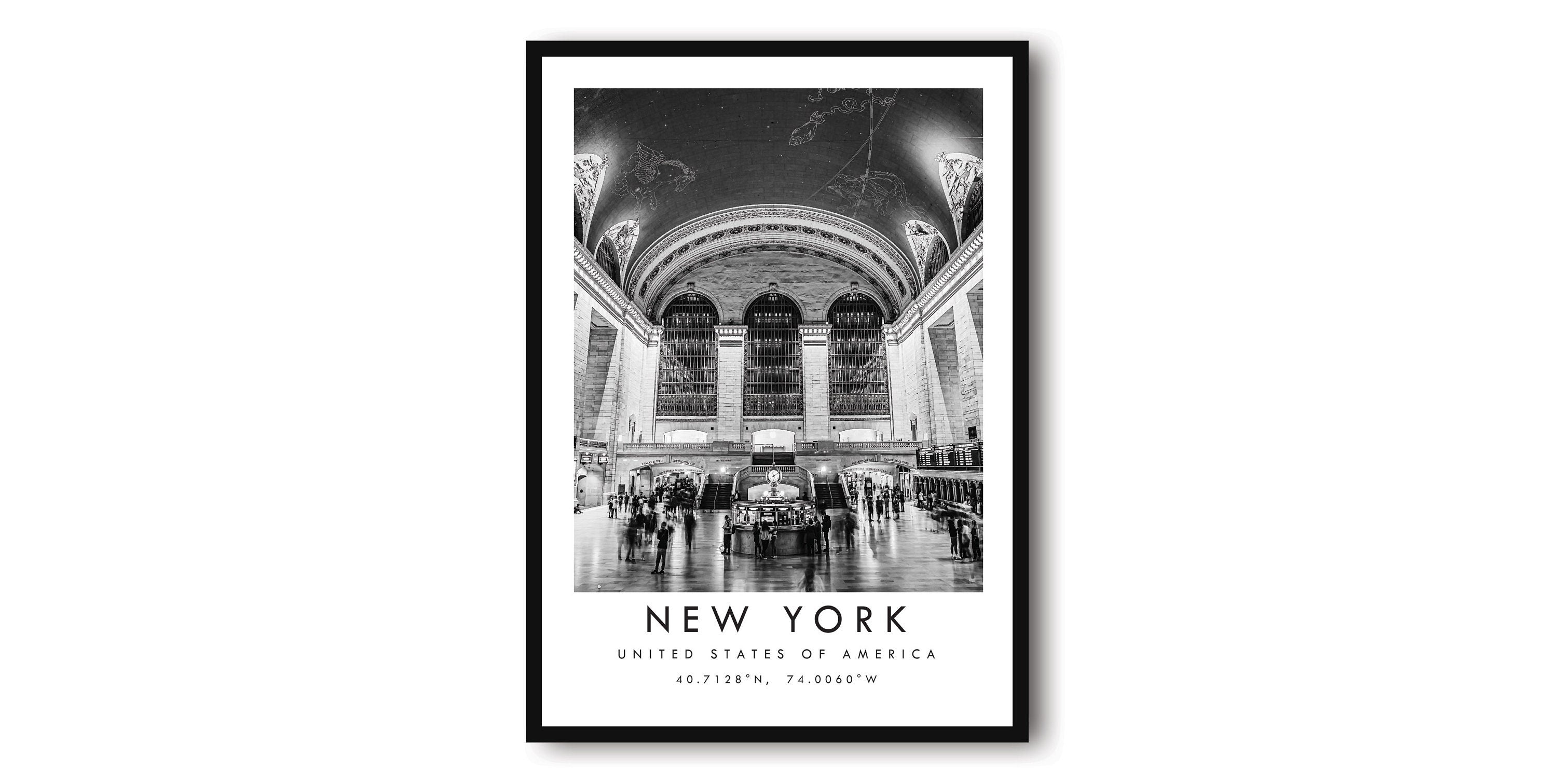 New York Travel Print, New York Poster Print, New York Wall Art, New York Map Print, Prints of New York, Grand Central station