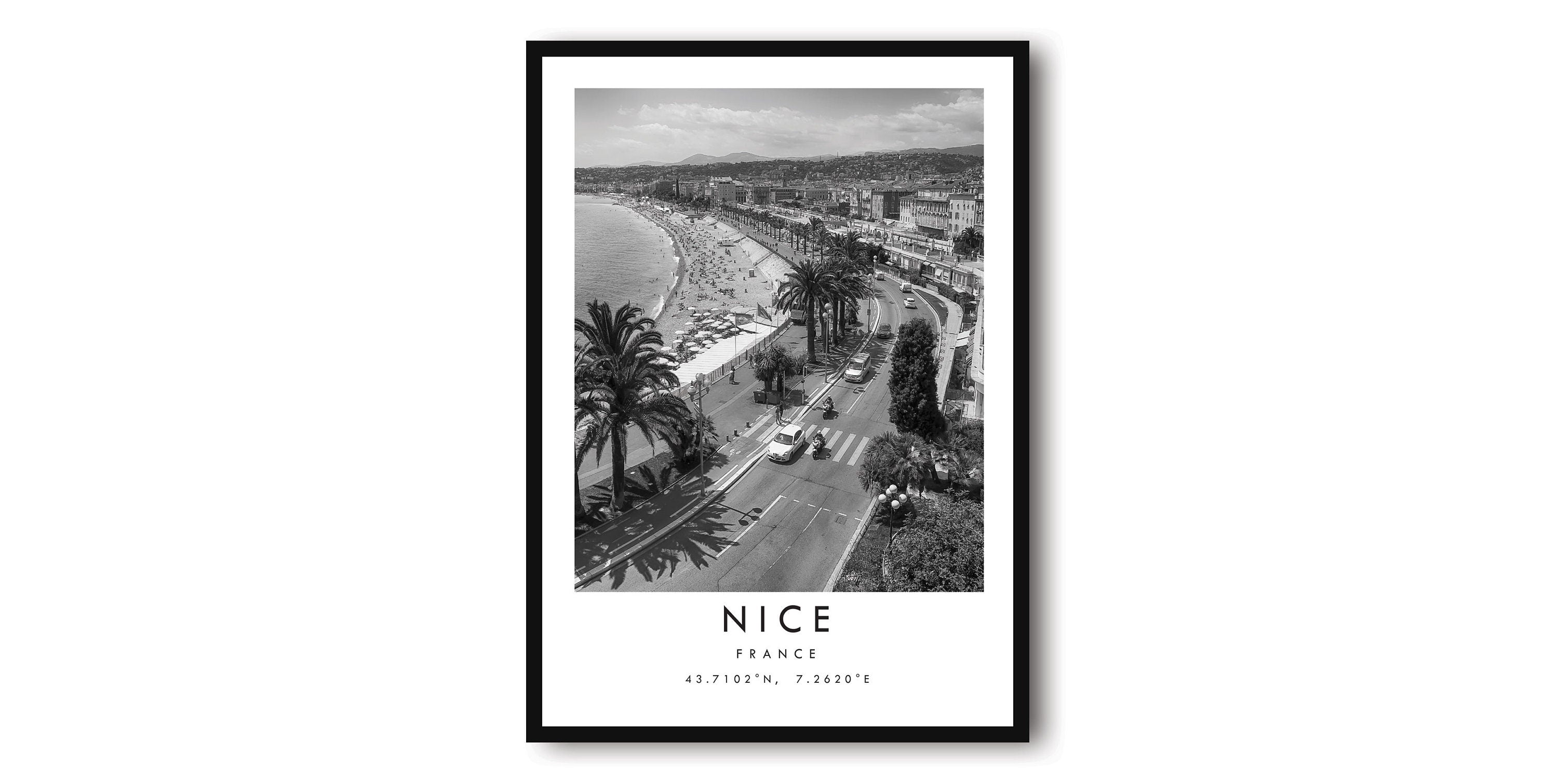 Nice Travel Print, France Poster, Black and White Print, Unique Wall Art, Minimalist Home Decor, City A1/A2/A3/A4/A5
