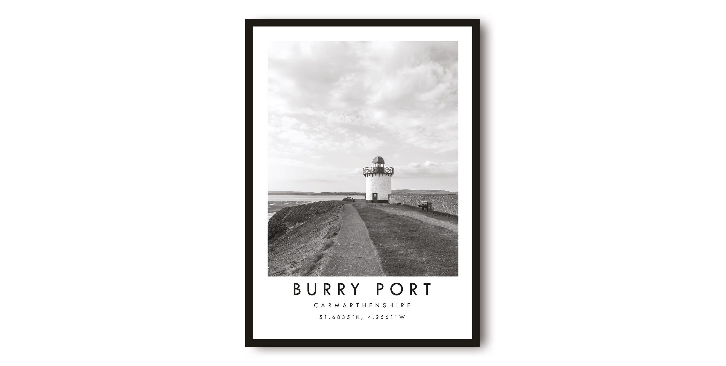 Burry Port Travel Print, Carmarthenshire Poster, Black and White Print, Unique Wall Art, Minimalist Home Decor, City A1/A2/A3/A4/A5