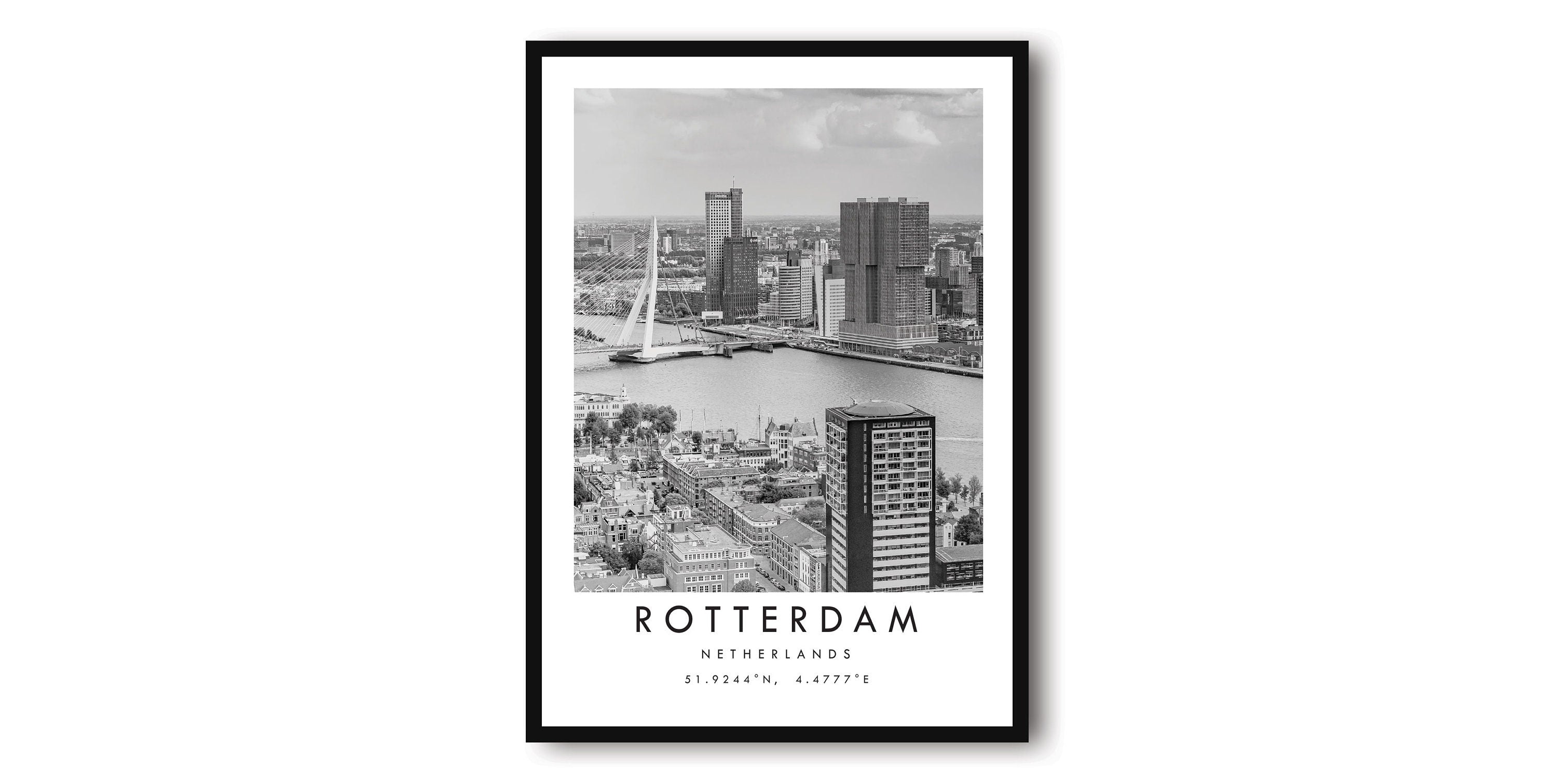 Rotterdam Travel Print, Netherlands Poster, Black and White Print, Unique Wall Art, Minimalist Home Decor, City Landmark Print