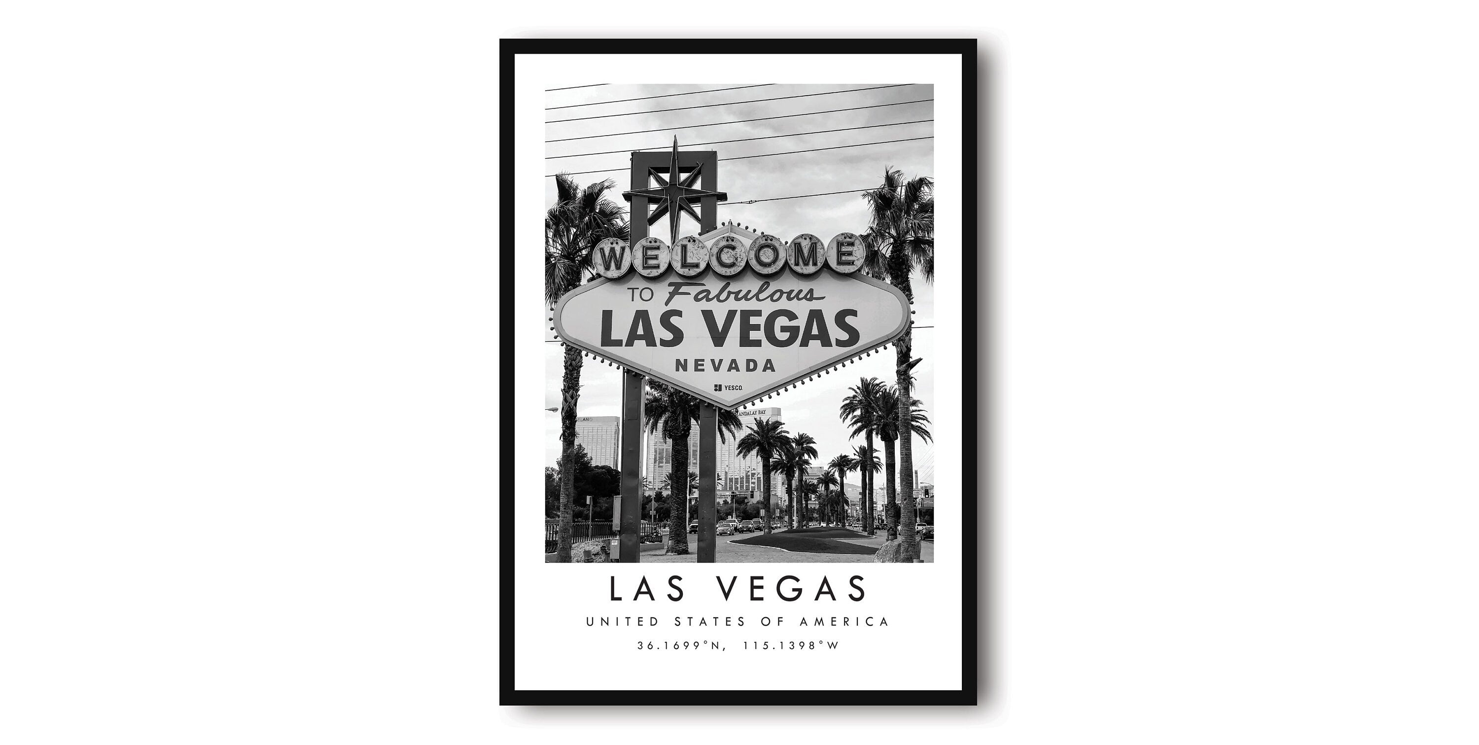 Las Vegas Travel Print, American Poster, Black and White Print, Unique Wall Art, Minimalist Home Decor, City A1/A2/A3/A4/A5