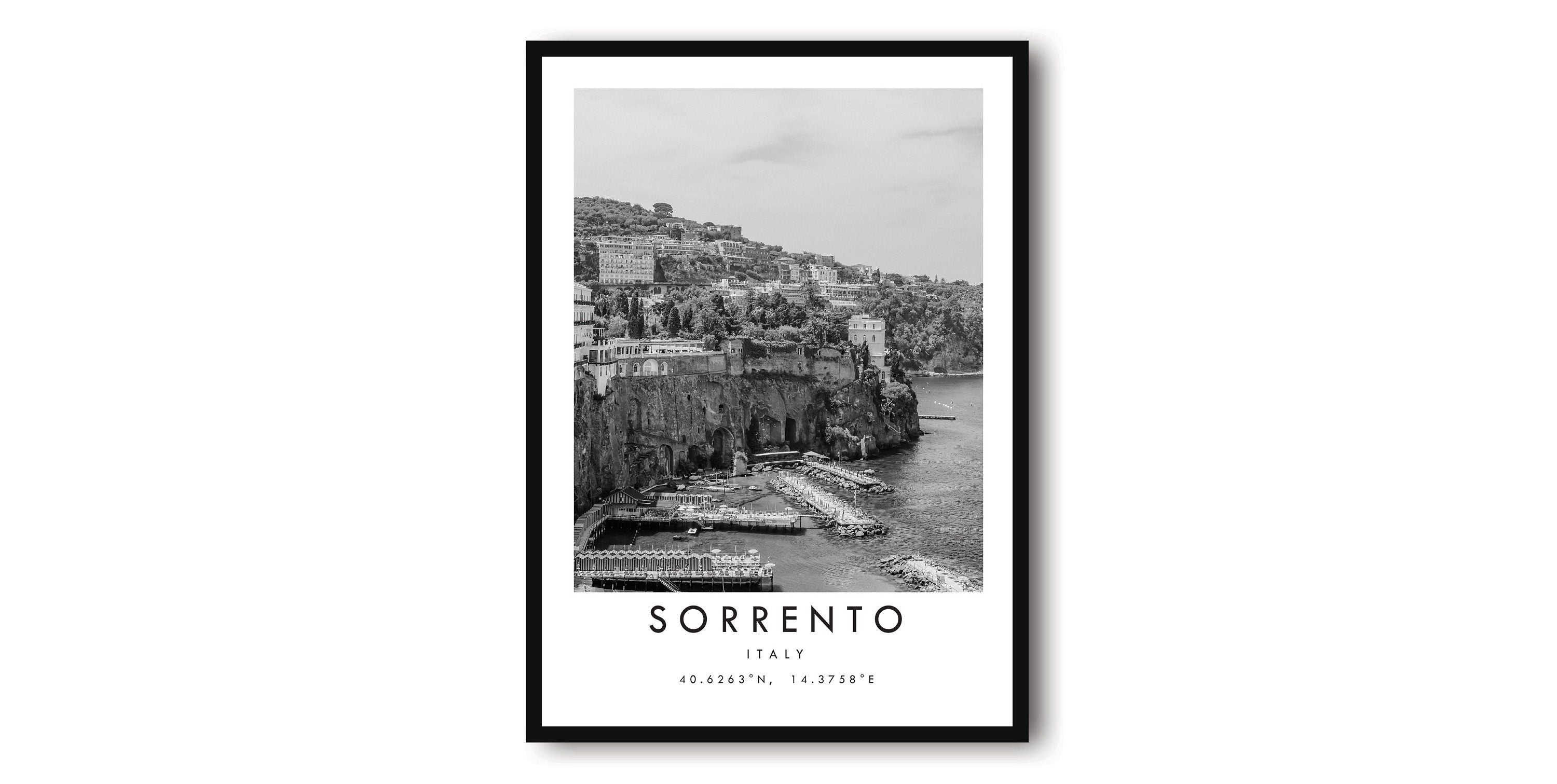 Sorrento Travel Print, Italy Poster, Black and White Print, Unique Wall Art, Minimalist Home Decor, City A1/A2/A3/A4/A5