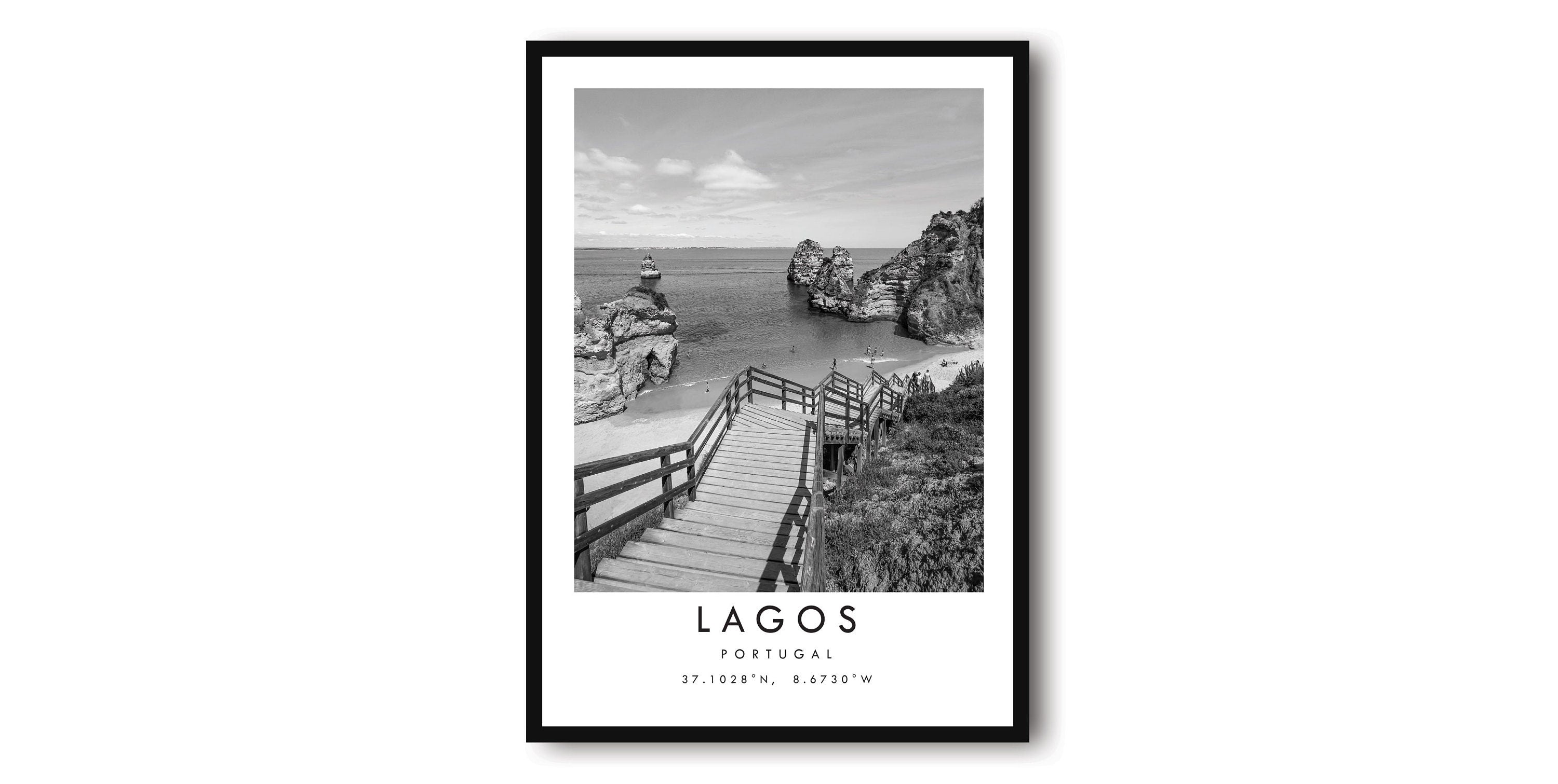 Lagos Travel Print, Lagos Poster, Unique Wallart Decor, Black and White Home Decor, Lagos Portugal, Popular Print A1/A2/A3/A4/A5