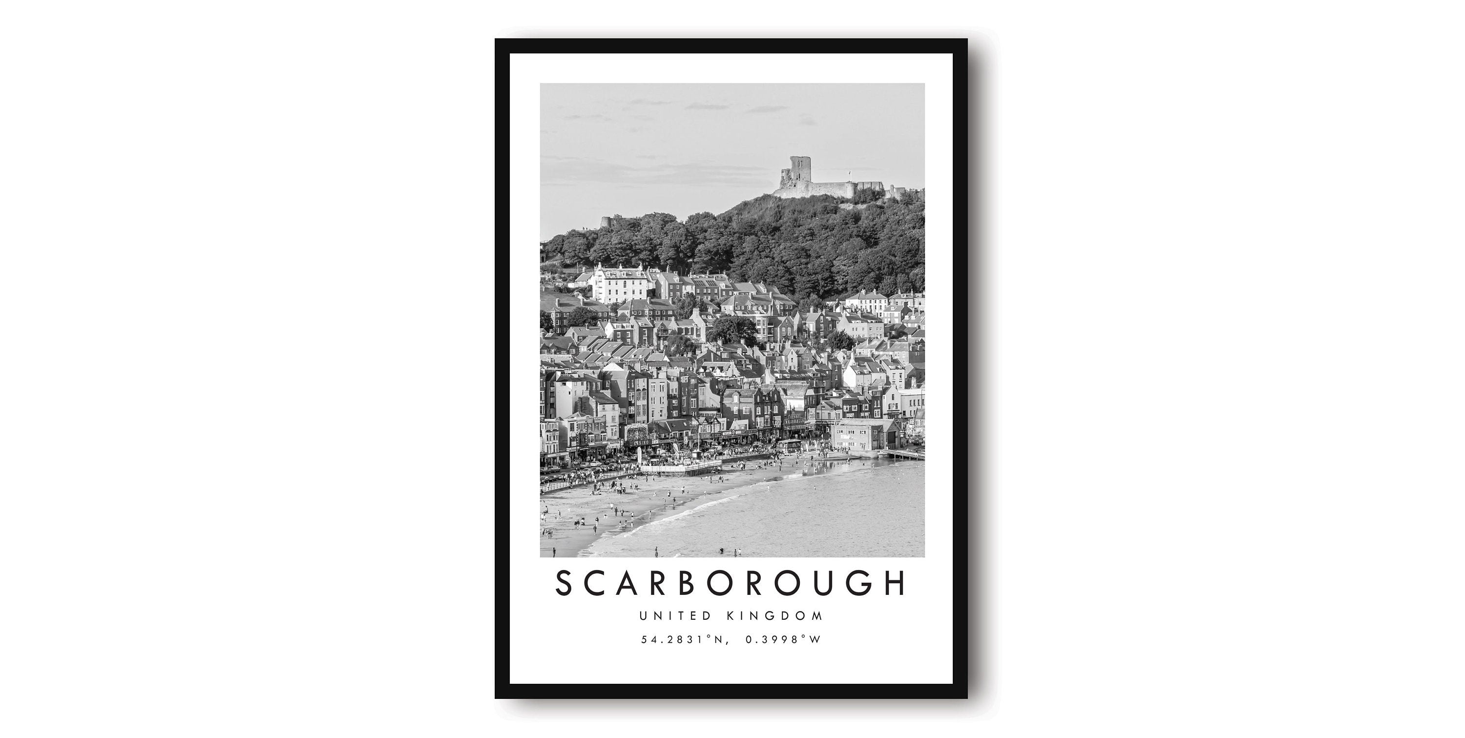 Scarborough Travel Print, Scarborough Poster, Unique Wallart Decor, Black and White Home Decor, Popular Print A1/A2/A3/A4/A5
