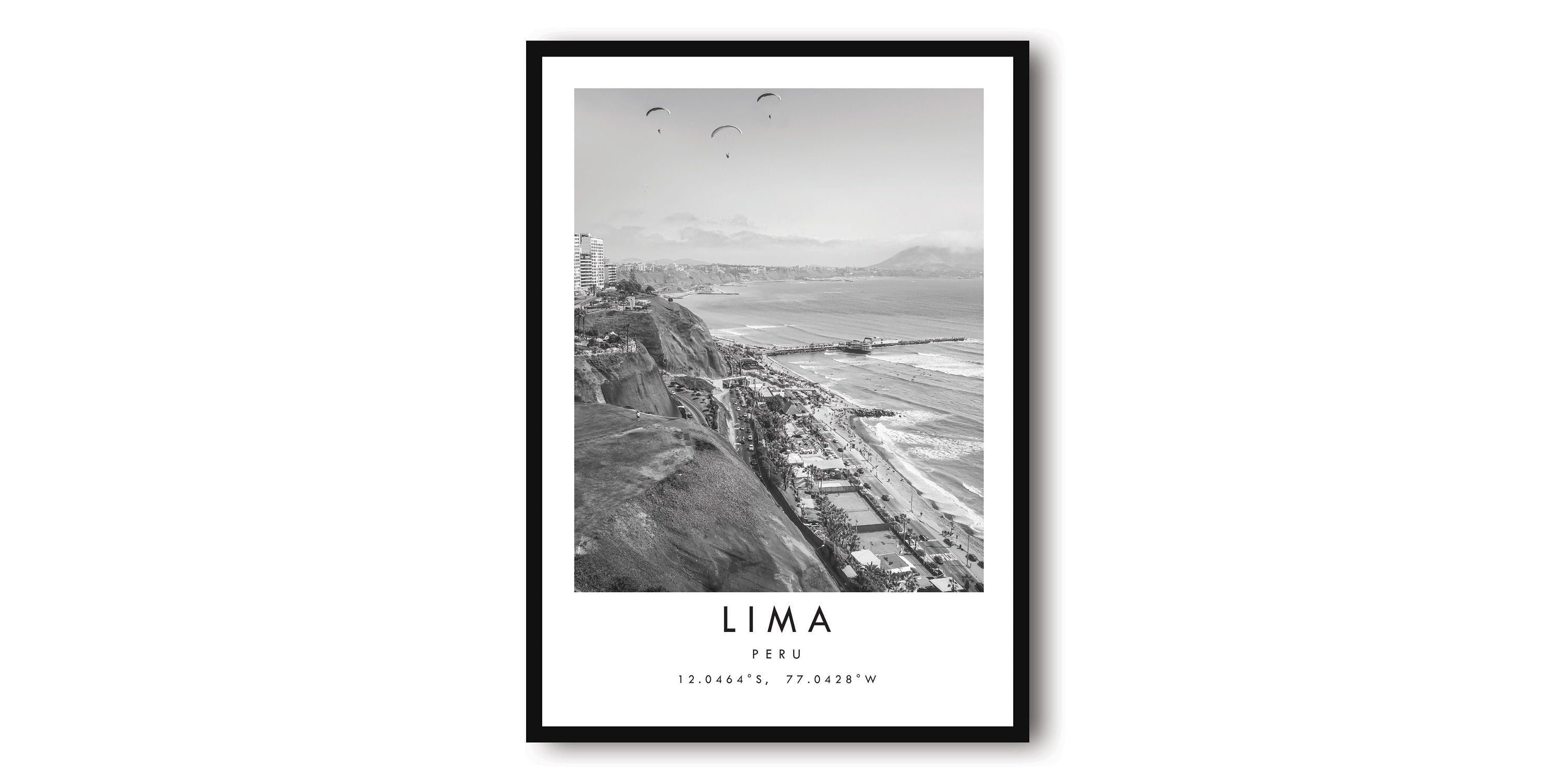 Lima Travel Print, Peru Poster, Unique Wallart Decor, Black and White Home Decor, Lima Peru, Popular Print A1/A2/A3/A4/A5