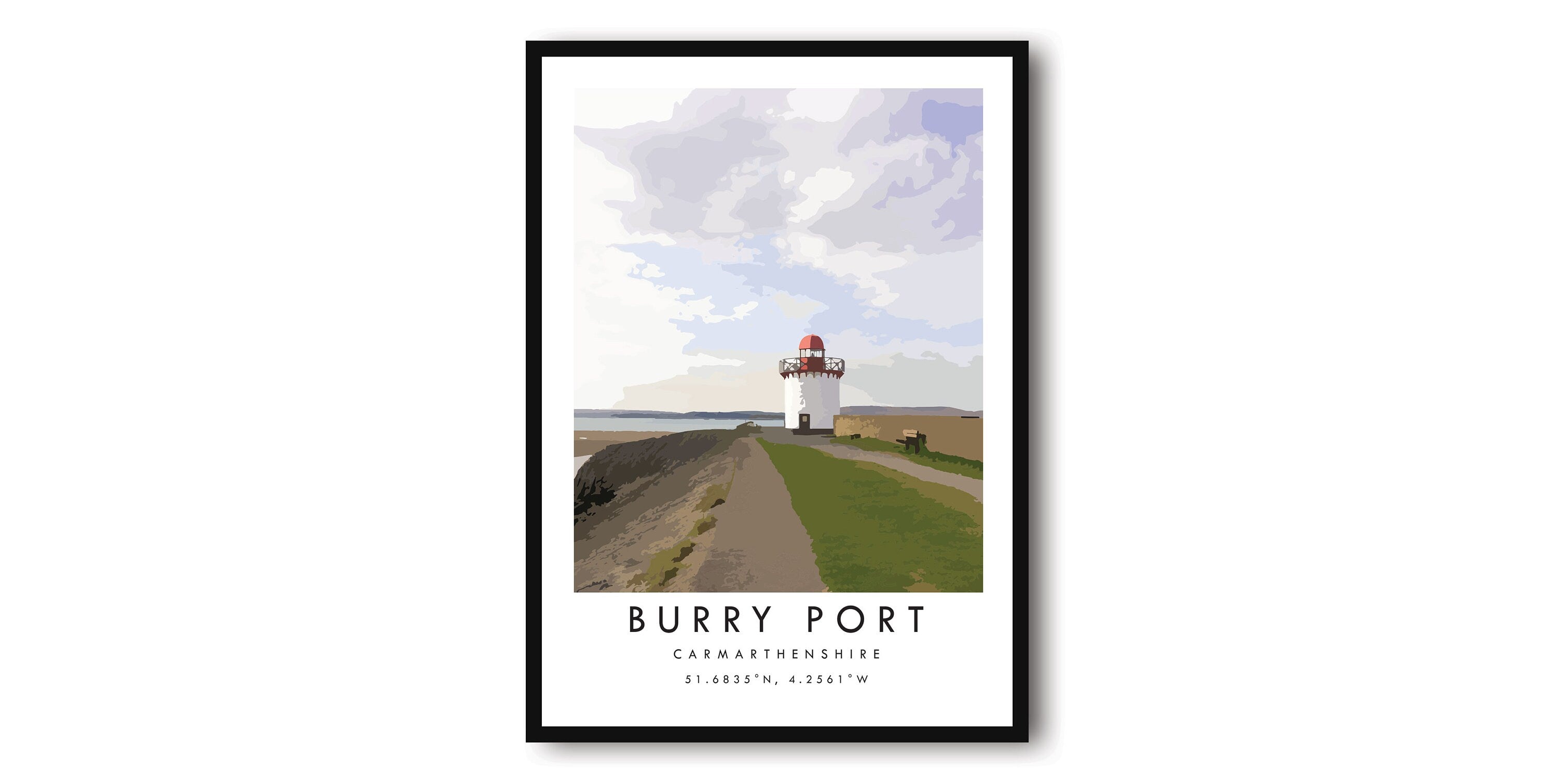 Burry Port Travel Print, Carmarthenshire Print Unframed 'Burry Port Lighthouse’ Popular Print, Popular Gift A1/A2/A3/A4/A5