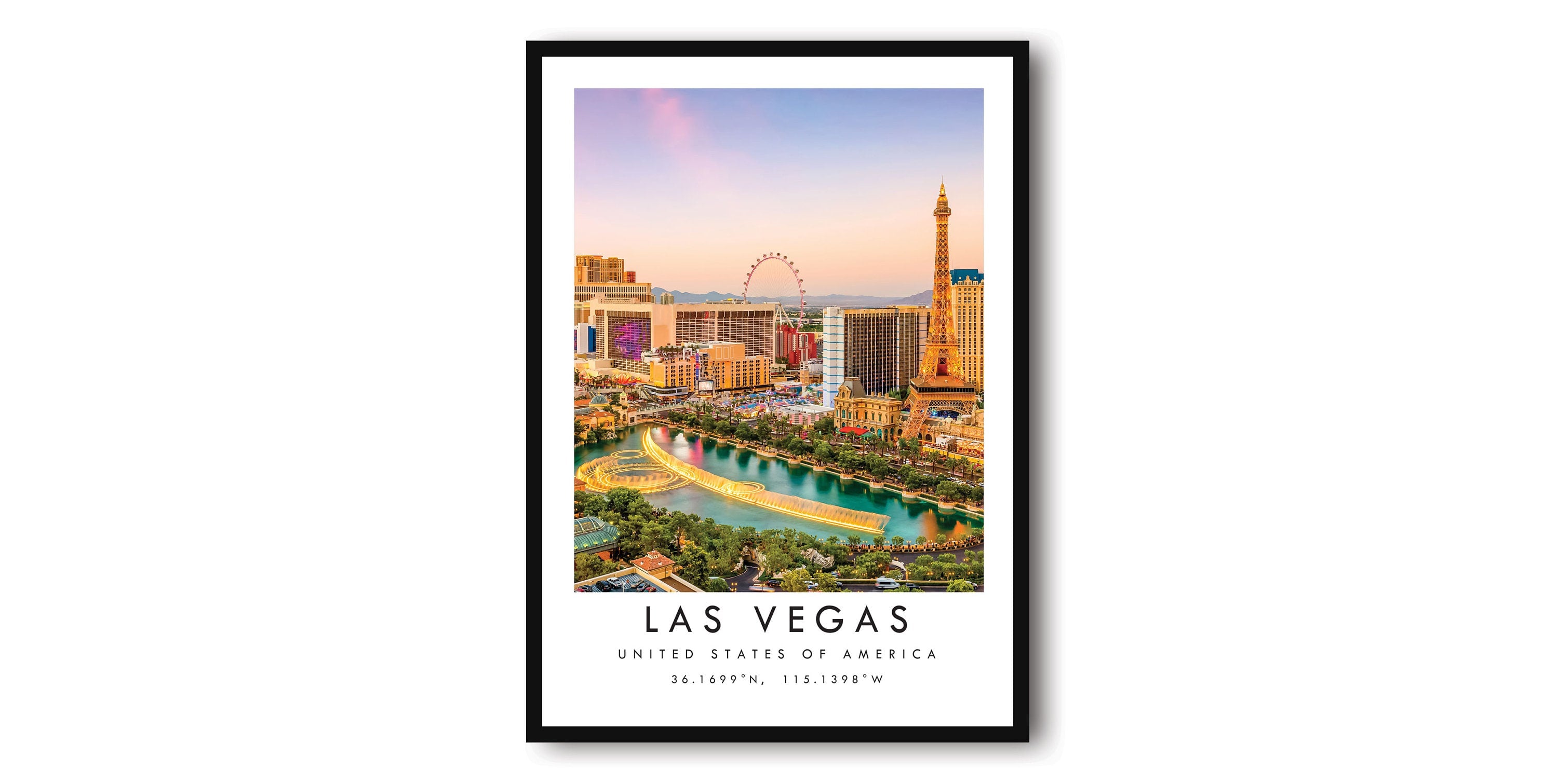 Las Vegas Travel Print, Las Vegas Poster, Unique Wallart Decor, Colour Print, Coordinates, America Las Vegas, Golden Nugget, Gallery Wall