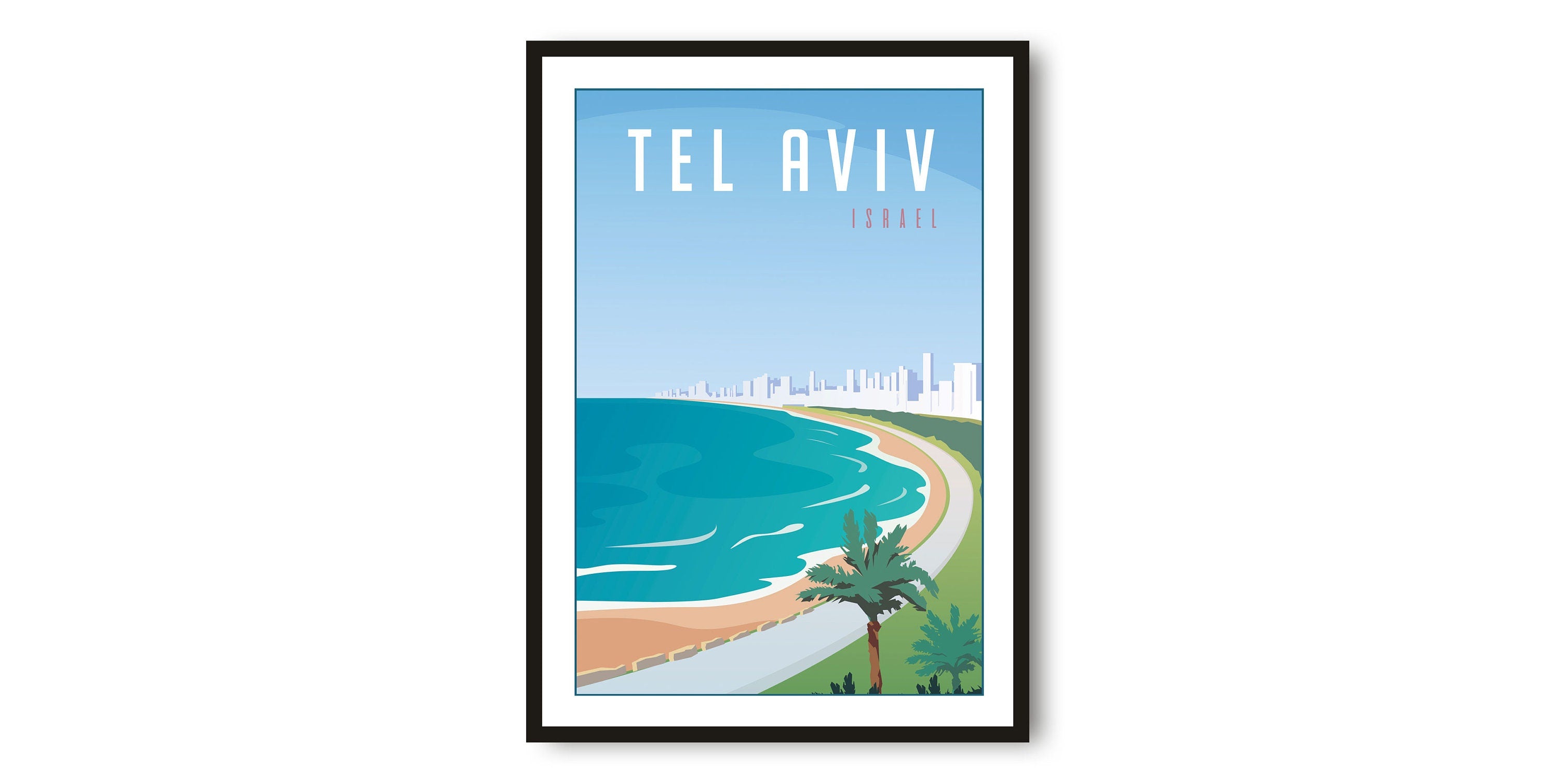 Tel Aviv Travel Poster, Israel Poster, Colourful Print, Unique Wall Art, Minimalist Home Décor, City A1/A2/A3/A4/A5