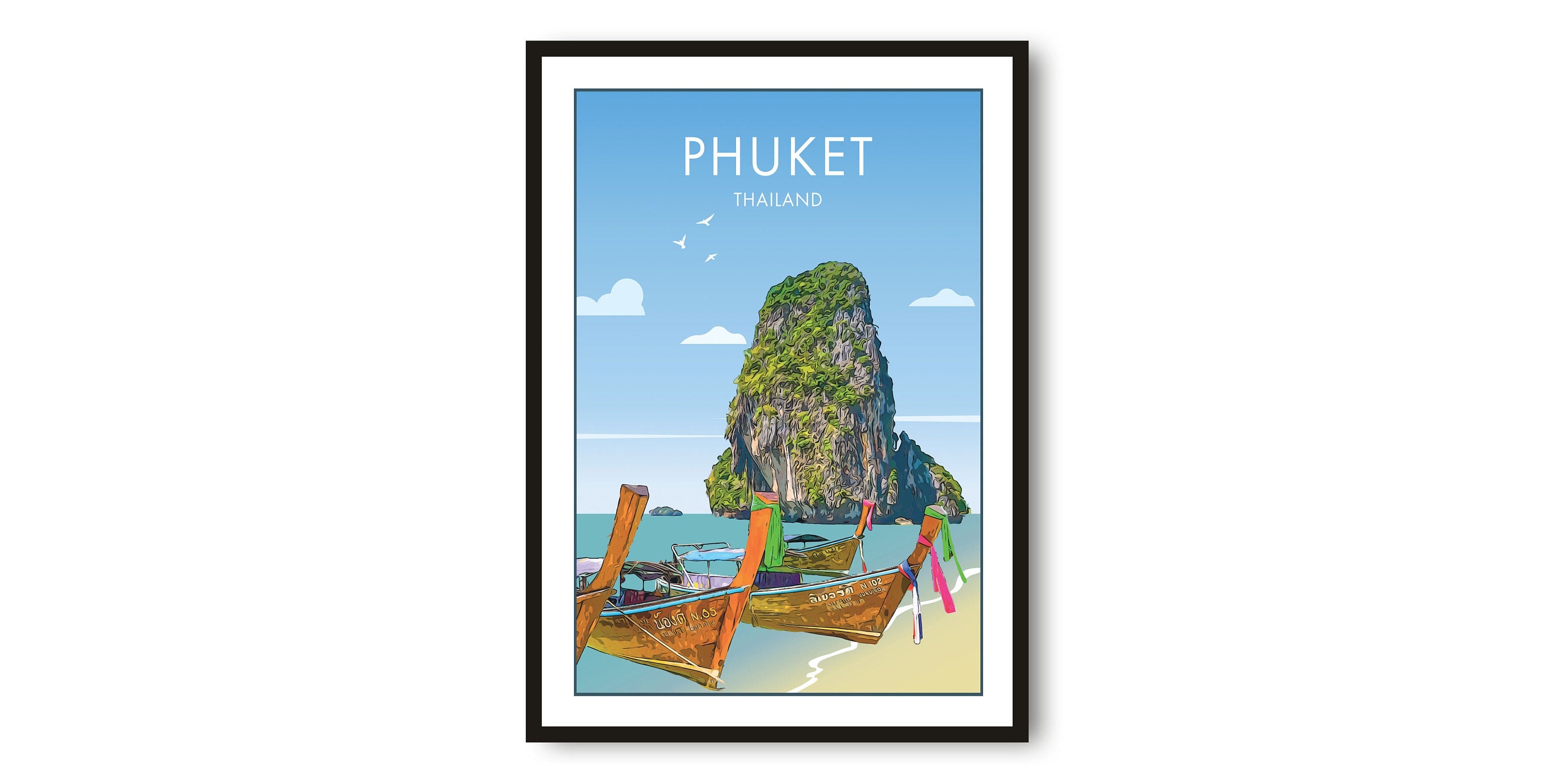 Phuket Travel Poster, Thailand Poster, Colourful Print, Unique Wall Art, Minimalist Home Decor, City A1/A2/A3/A4/A5