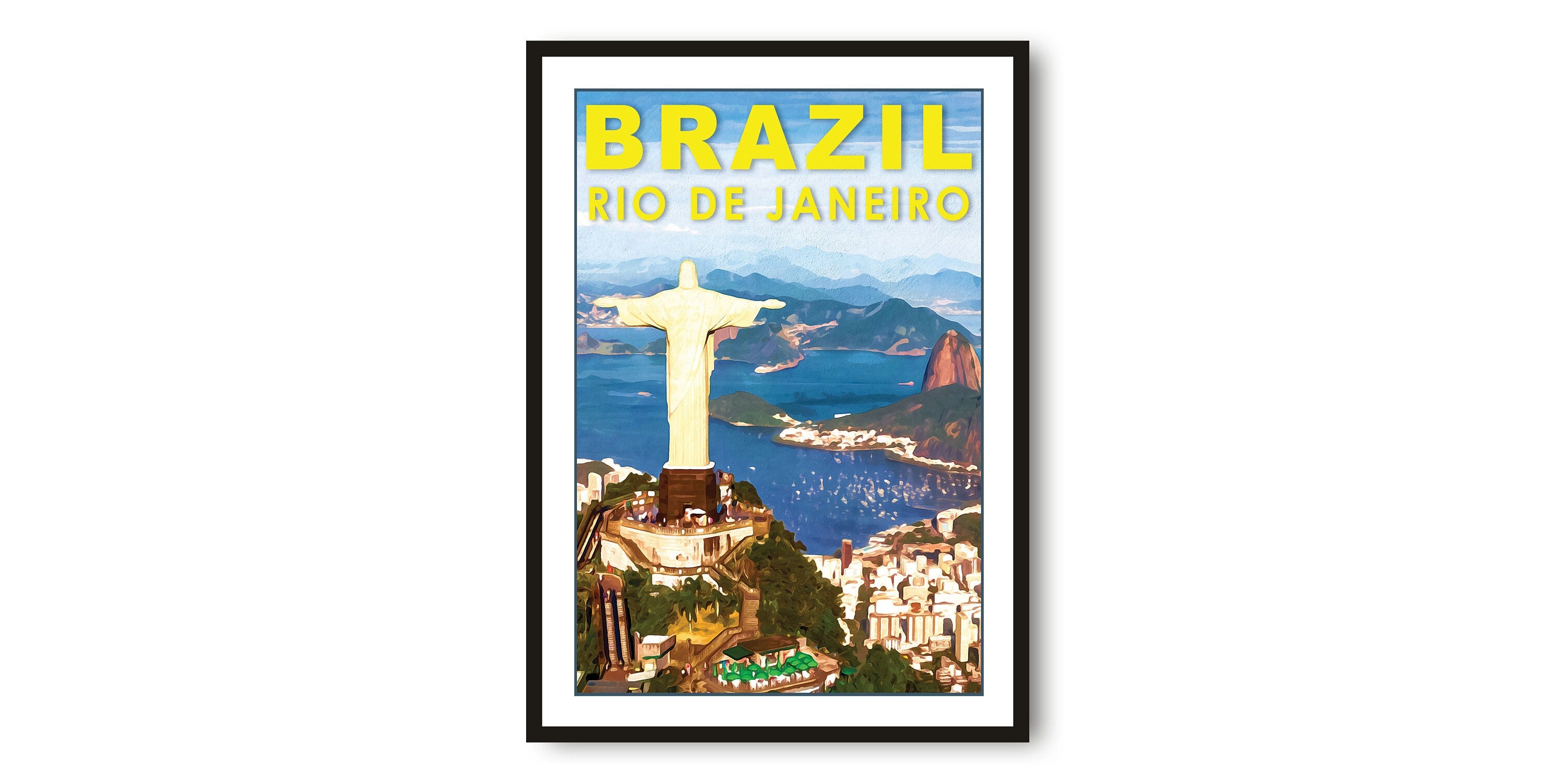 Rio De Janeiro Travel Poster, Brazil Poster, Colourful Print, Unique Wall Art, Minimalist Home Décor, City A1/A2/A3/A4/A5