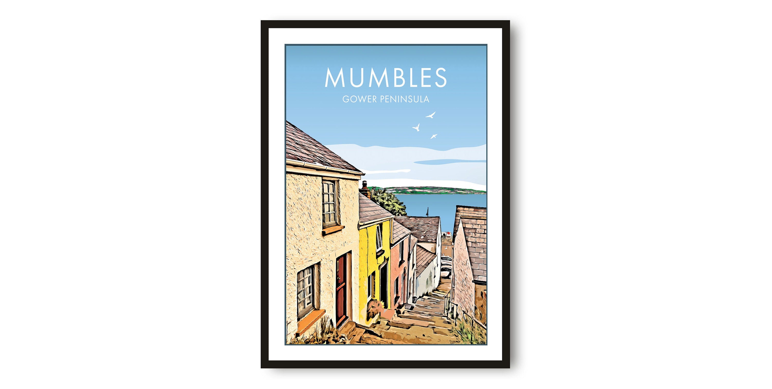 Mumbles Travel poster, Mumbles Poster Print, Gower Wall Art Minimalist, Gower Prints, Prints of Gower Peninsula, Popular Print