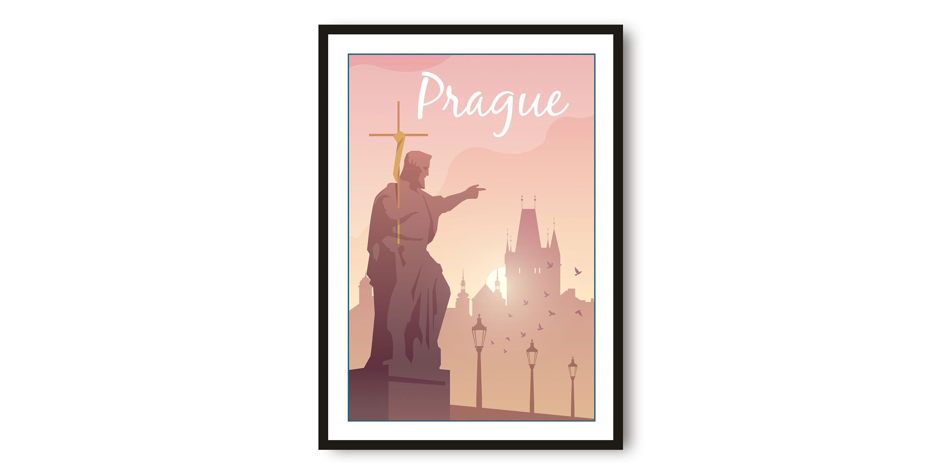 Prague Travel Poster, Czech Republic Poster, Colourful Print, Unique Wall Art, Minimalist Home Décor, City A1/A2/A3/A4/A5